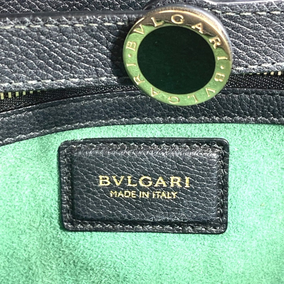 Bvlgari Black Leather Shoulder Bag Tote Bag (Pre-Owned)