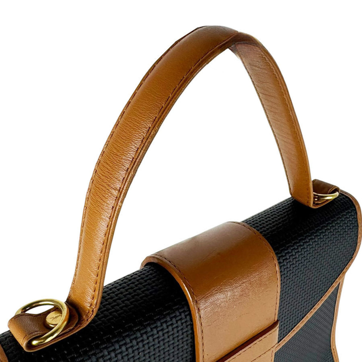 Yves Saint Laurent Black Camel Coated Canvas Leather Handbag Shoulder Bag (Pre-Owned)