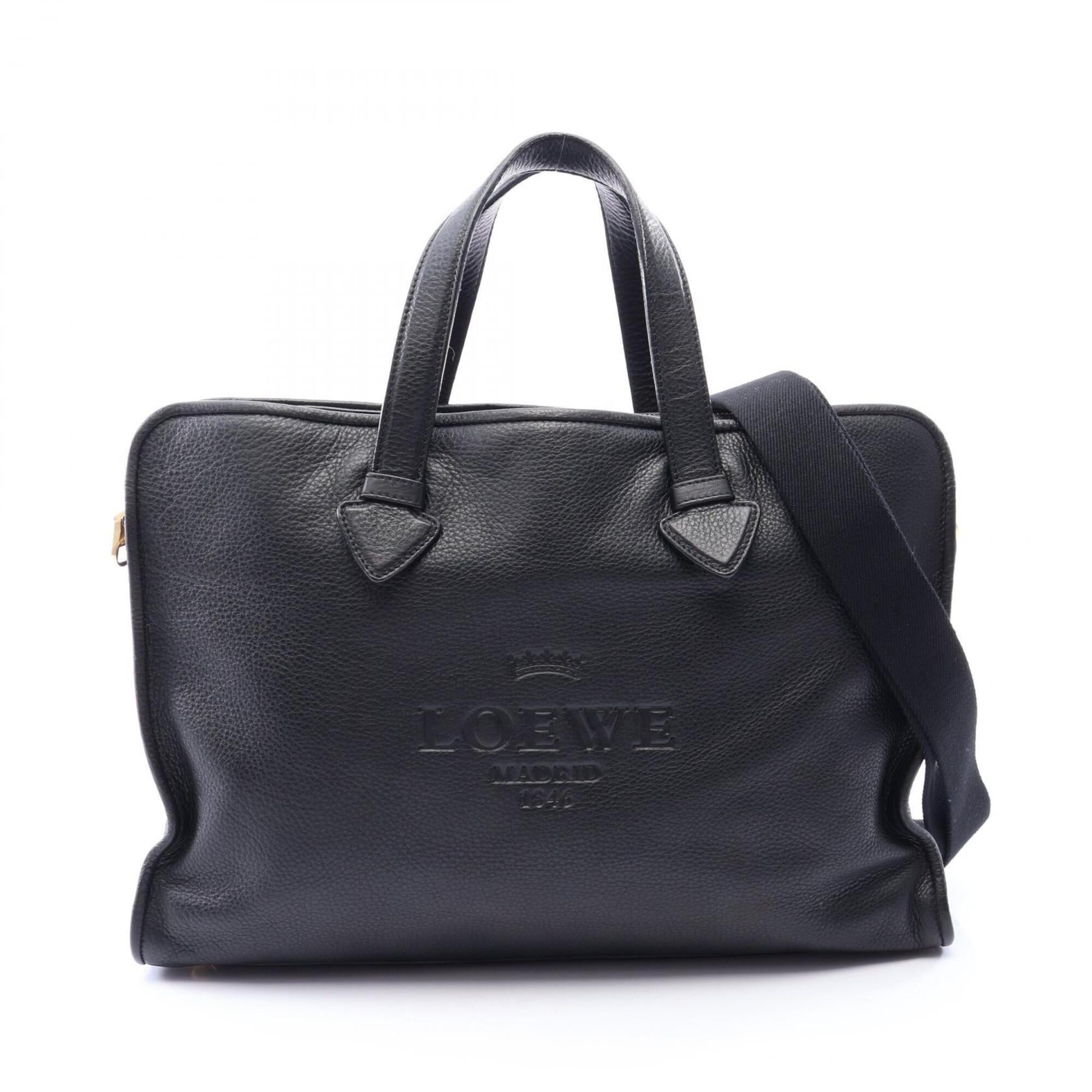 Loewe Black Leather Briefcase Handbag (Pre-Owned)