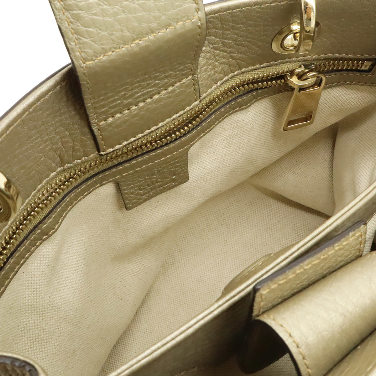 Gucci Champagne Gold Bamboo Leather Handbag Shoulder Bag (Pre-Owned)