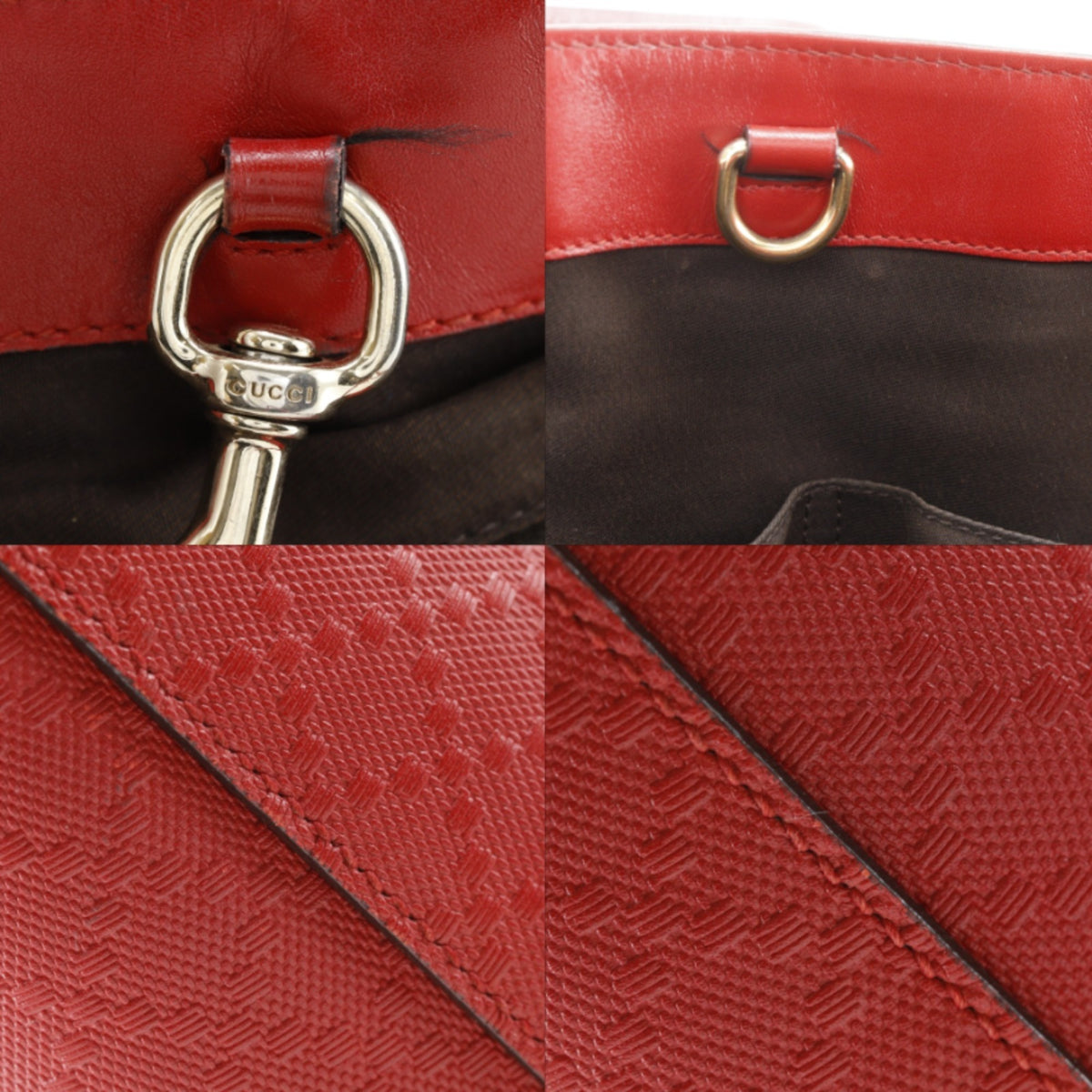 Gucci Red Color Leather Tote Bag (Pre-Owned)