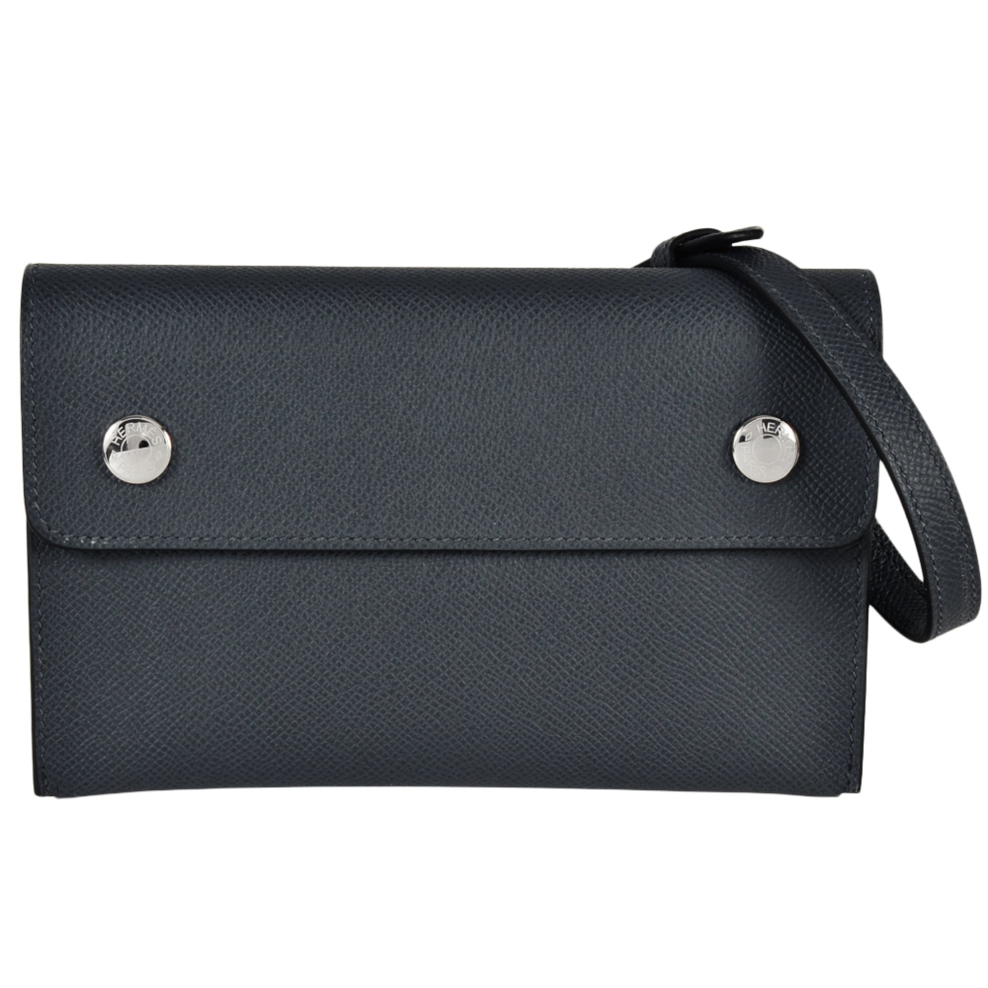 Hermes Blue Gray Dark Blue Epsom Leather Pochette Shoulder Bag (Pre-Owned)