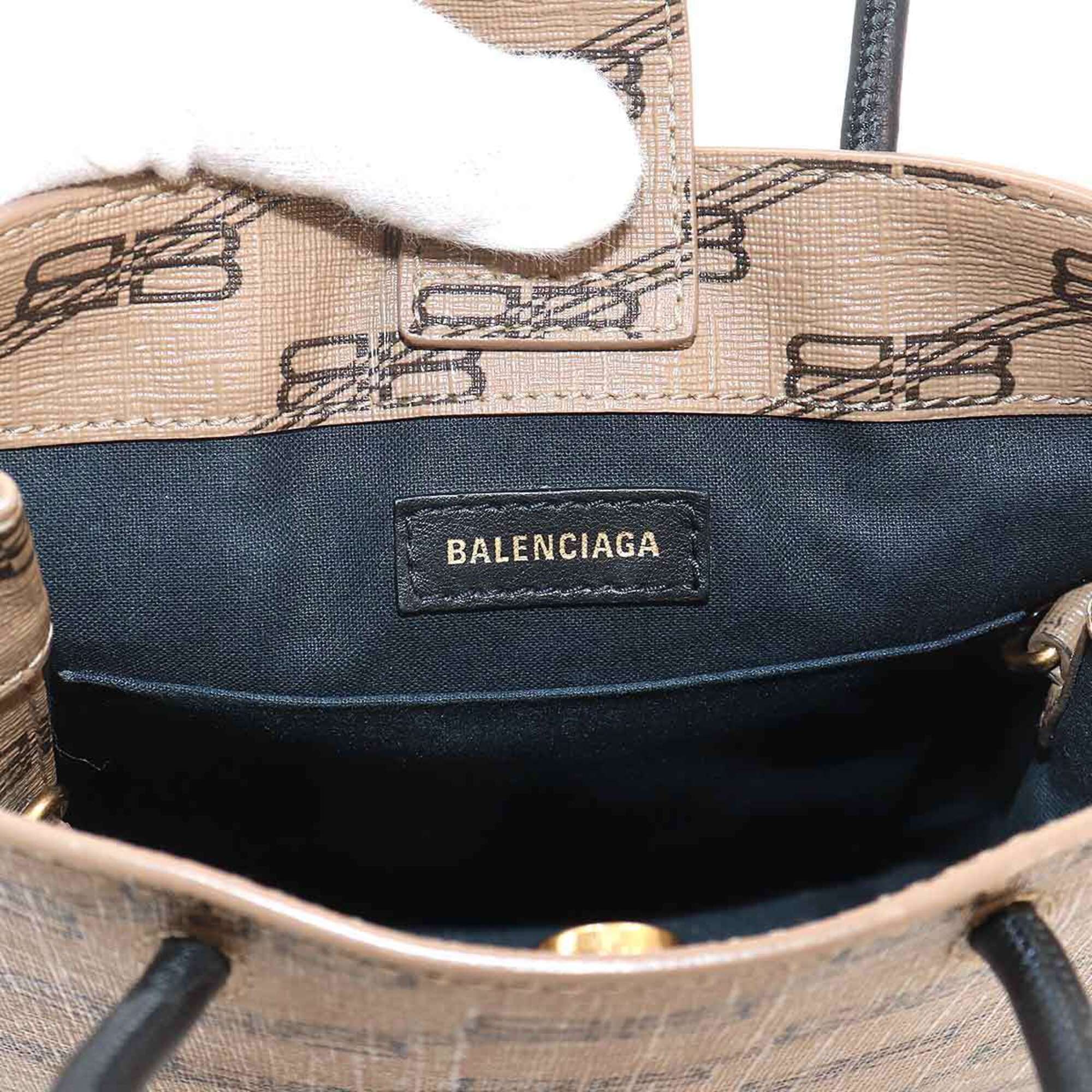 Balenciaga Black Brown White Pvc Leather Shopping Bag (Pre-Owned)
