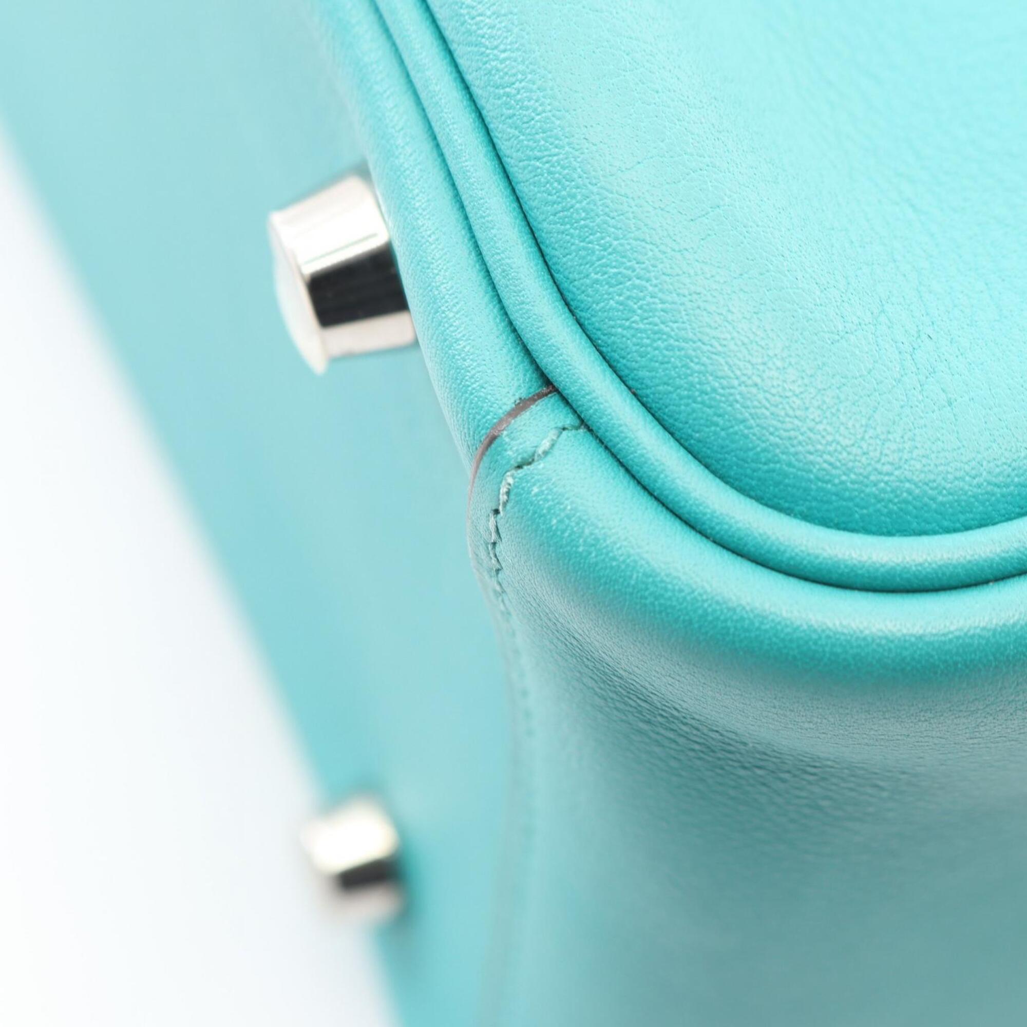 Hermes Lindy Blue Paon Green Leather Handbag Shoulder Bag (Pre-Owned)