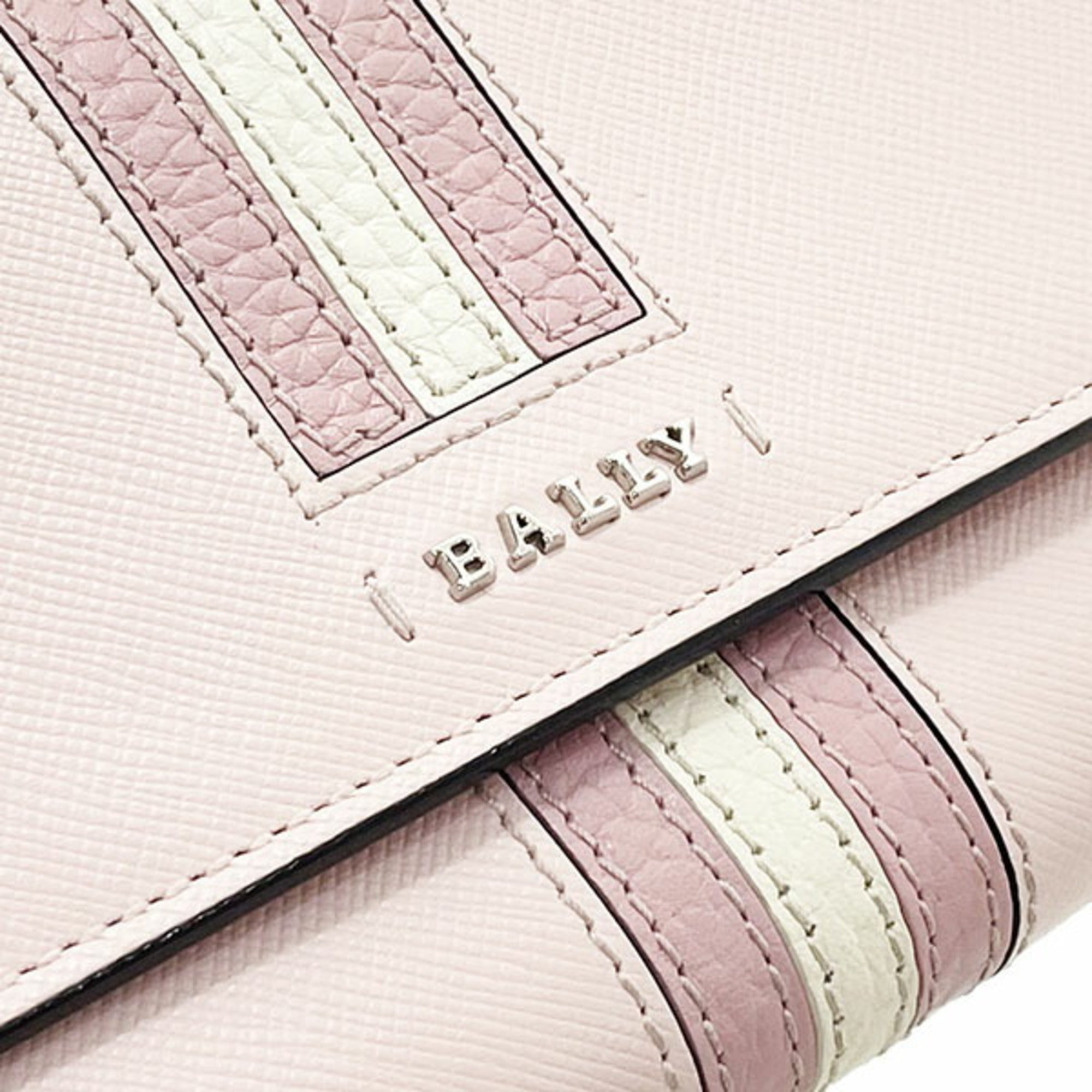 Bally Light Pink Pink White Leather Long Wallet (Bi-Fold) (Pre-Owned)