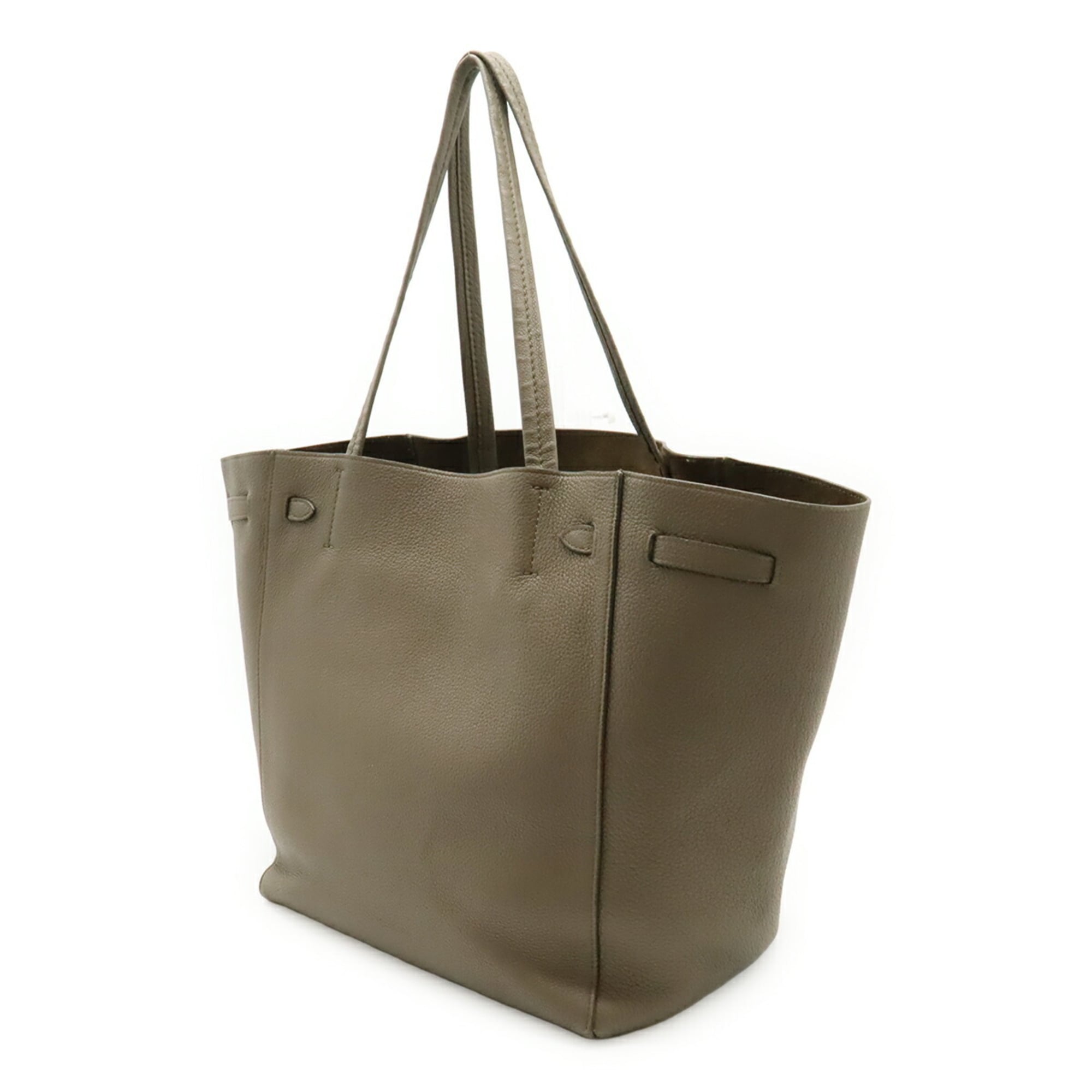 Celine Cabas Grayish Leather Shoulder Bag Tote Bag (Pre-Owned)
