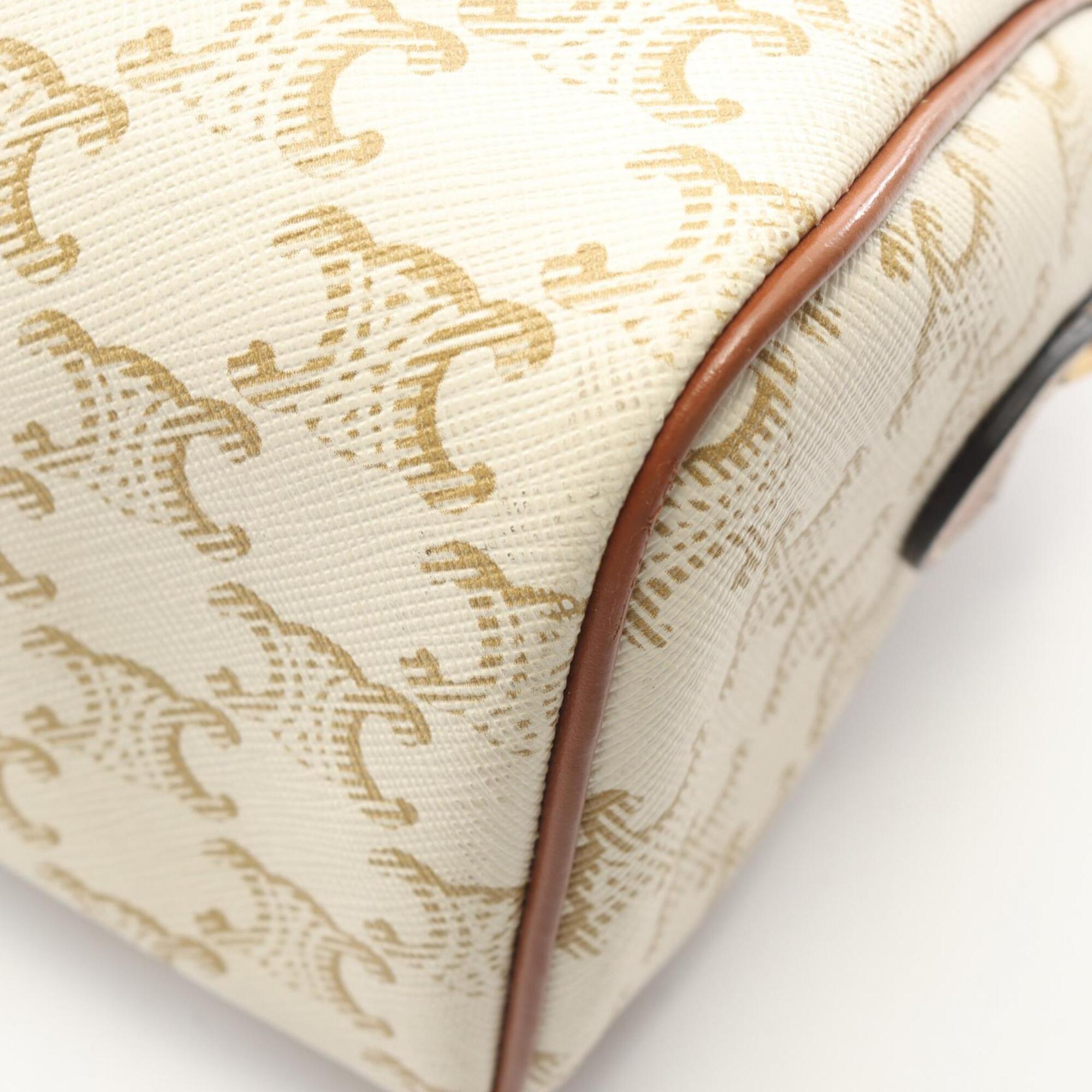 Celine Brown Ivory Coated Canvas Leather Handbag (Pre-Owned)