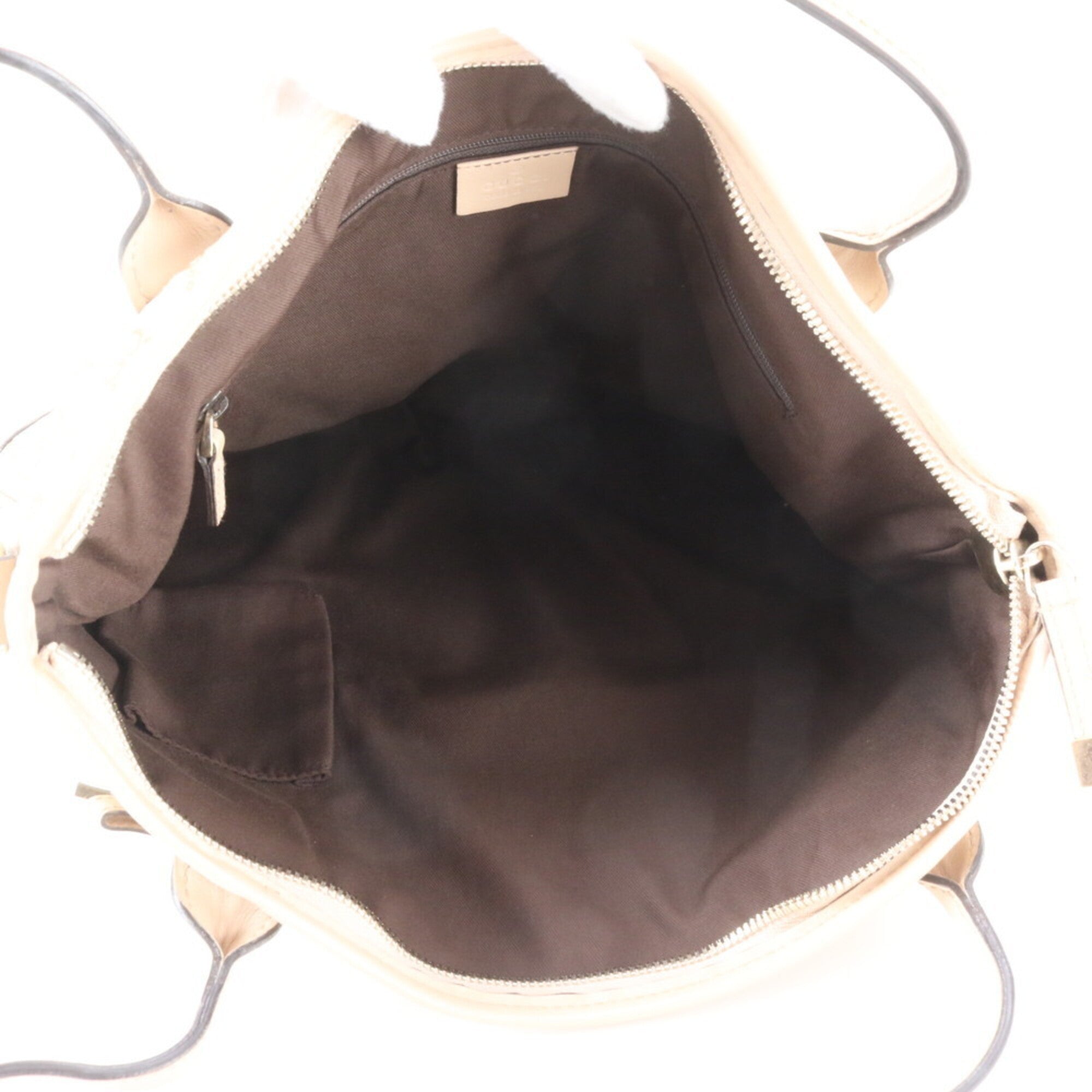 Gucci Beige Leather Canvas Shoulder Bag Tote Bag (Pre-Owned)