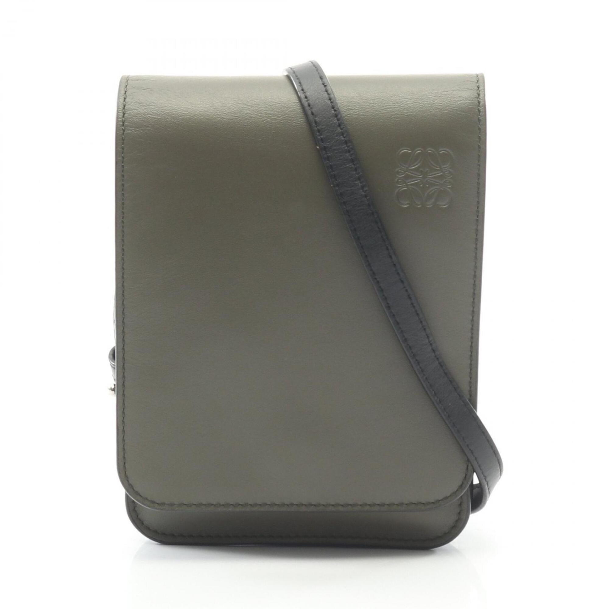 Loewe Black Khaki Leather Shoulder Bag Sling Bag (Pre-Owned)