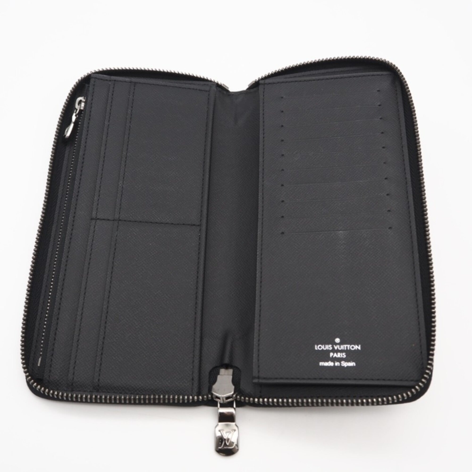 Louis Vuitton Black Gray Coated Canvas Leather Long Wallet (Bi-Fold) (Pre-Owned)