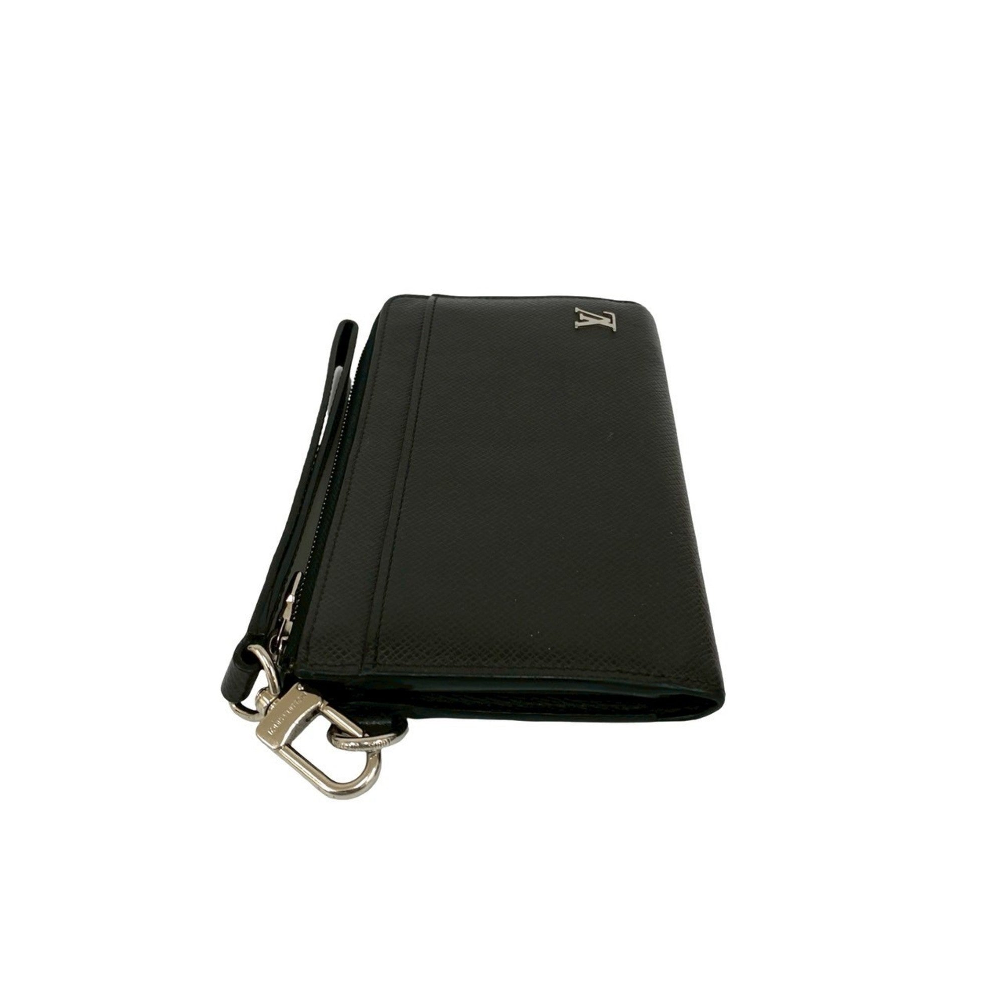 Louis Vuitton Black Leather Long Wallet (Bi-Fold) (Pre-Owned)