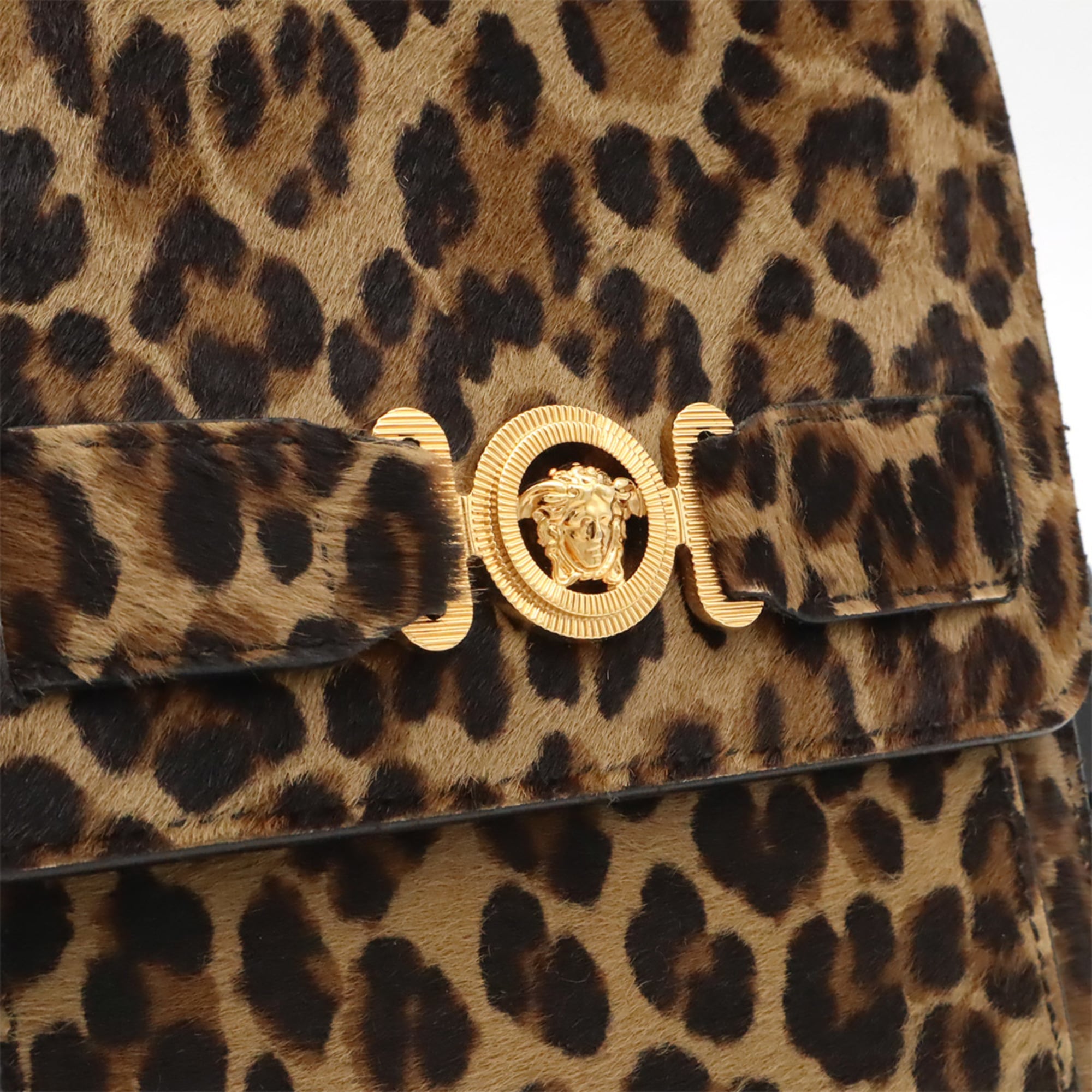 Versace Beige Brown Black Leather Shoulder Bag (Pre-Owned)