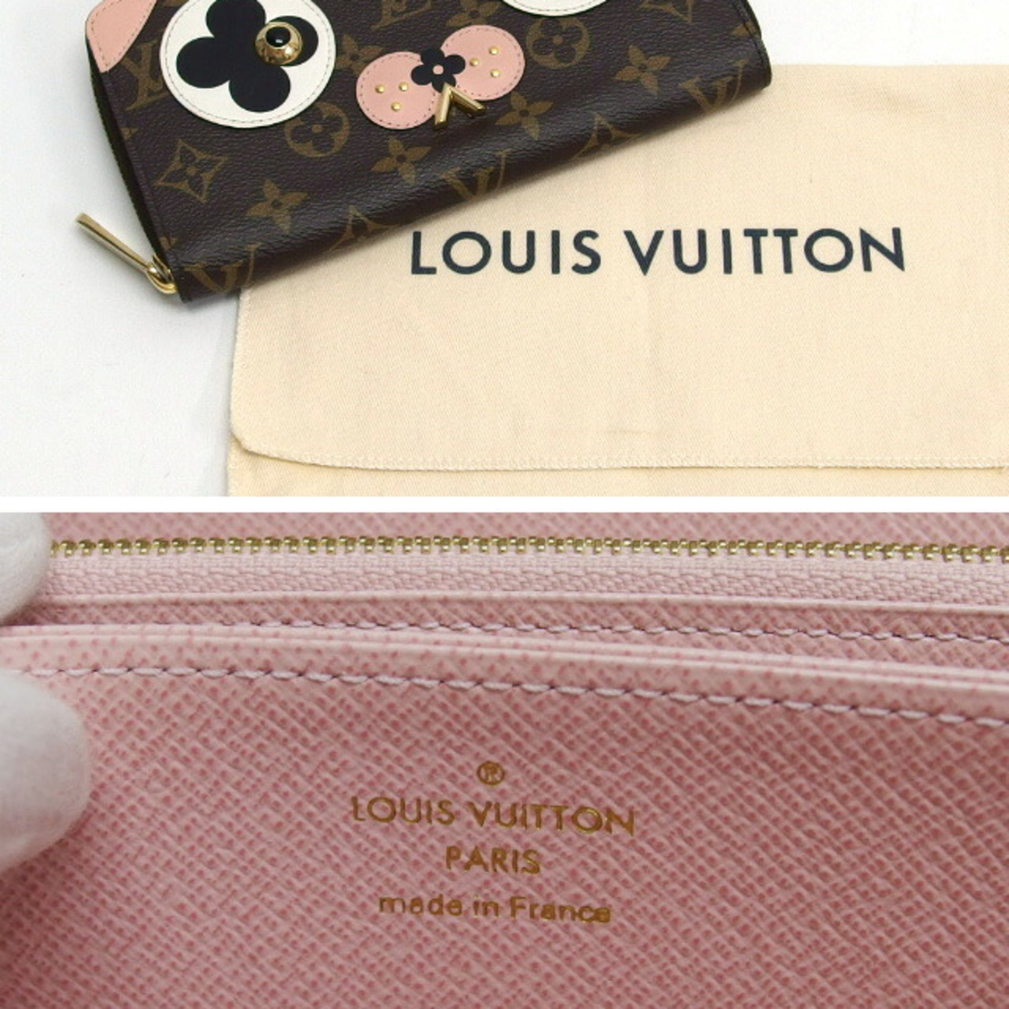 Louis Vuitton Black Rose Ballerine White Monogram Canvas Leather Metal Long Wallet (Bi-Fold) (Pre-Owned)