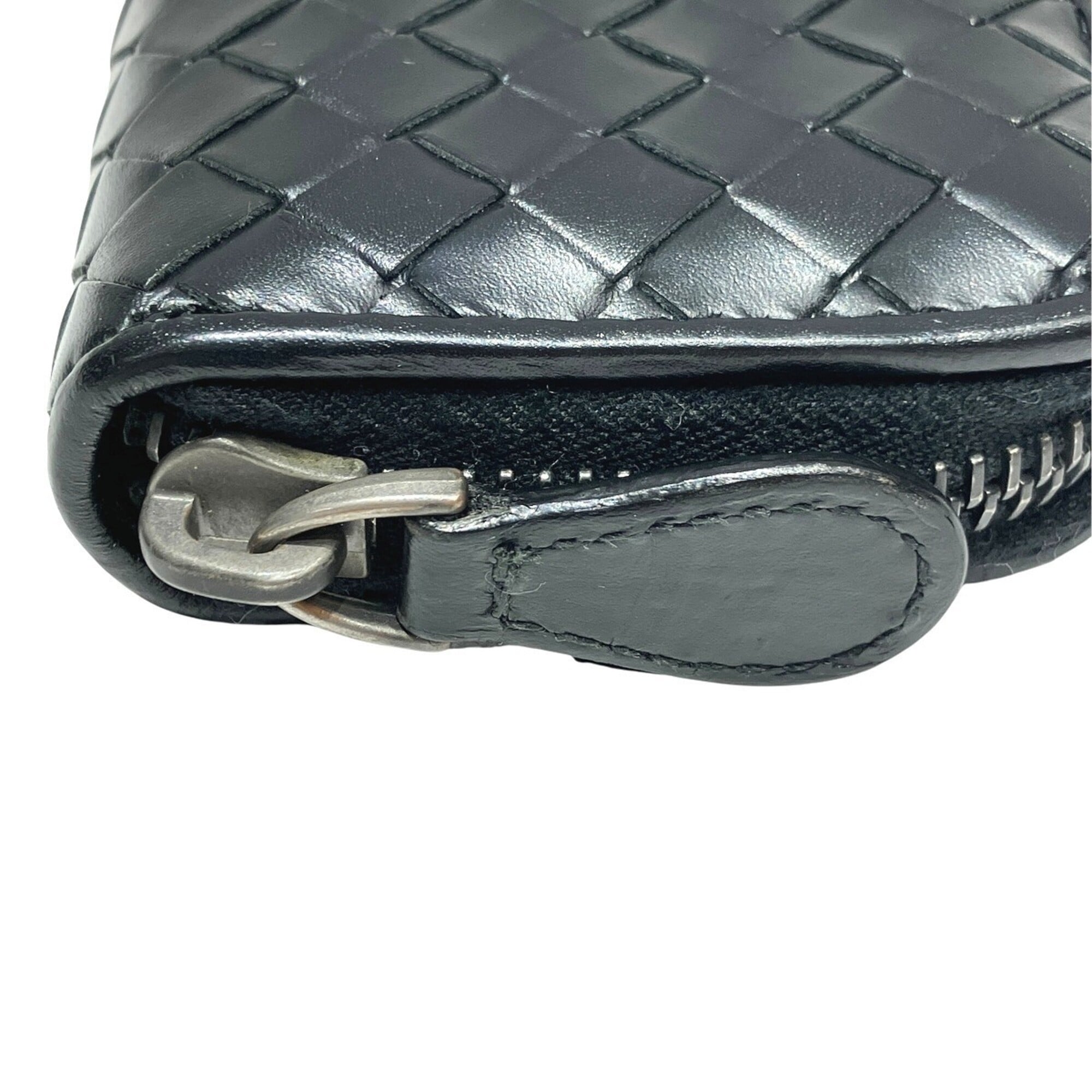 Bottega Veneta Black Leather Coin Purse/Coin Case (Pre-Owned)