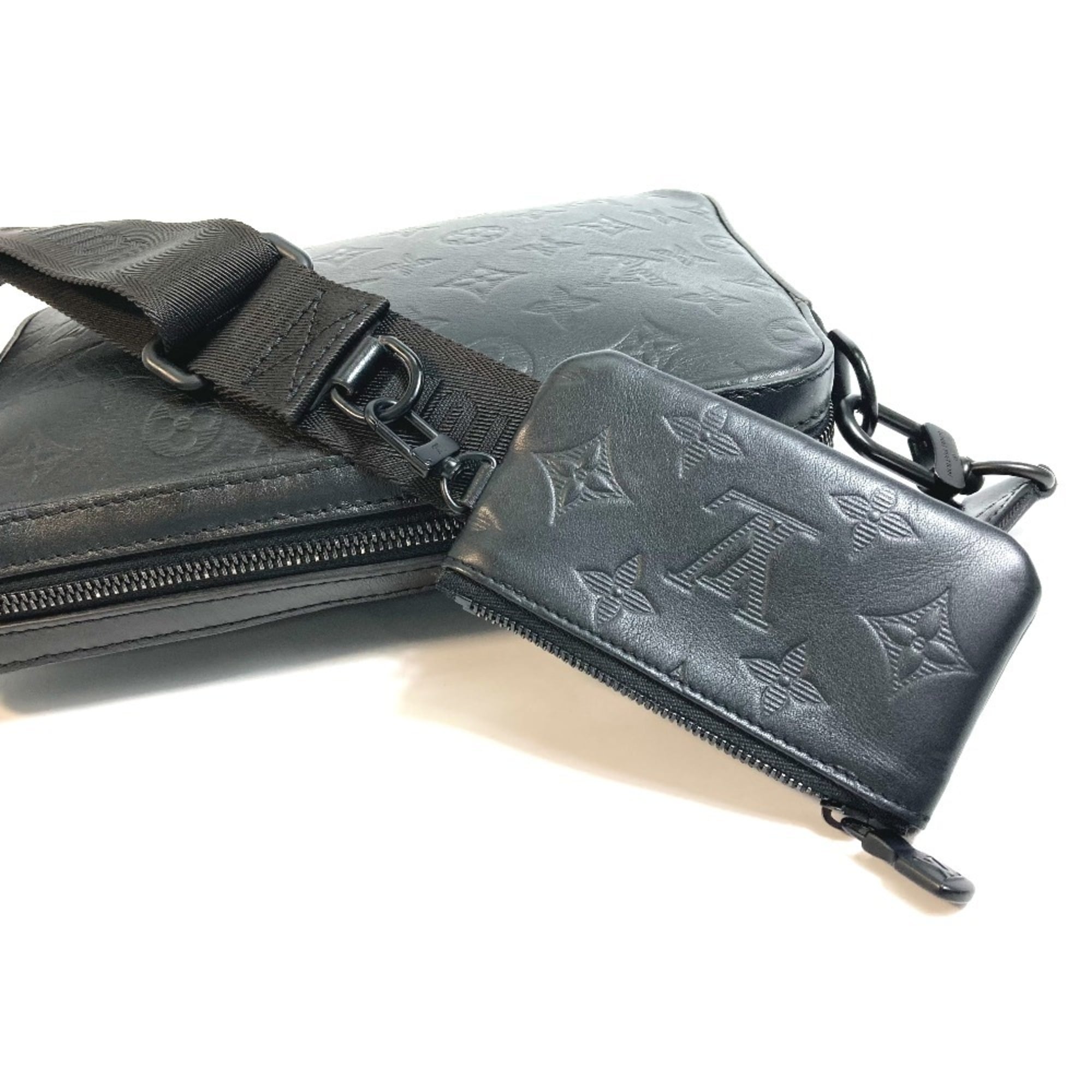 Louis Vuitton Black Monogram Shadow Shoulder Bag Sling Bag (Pre-Owned)