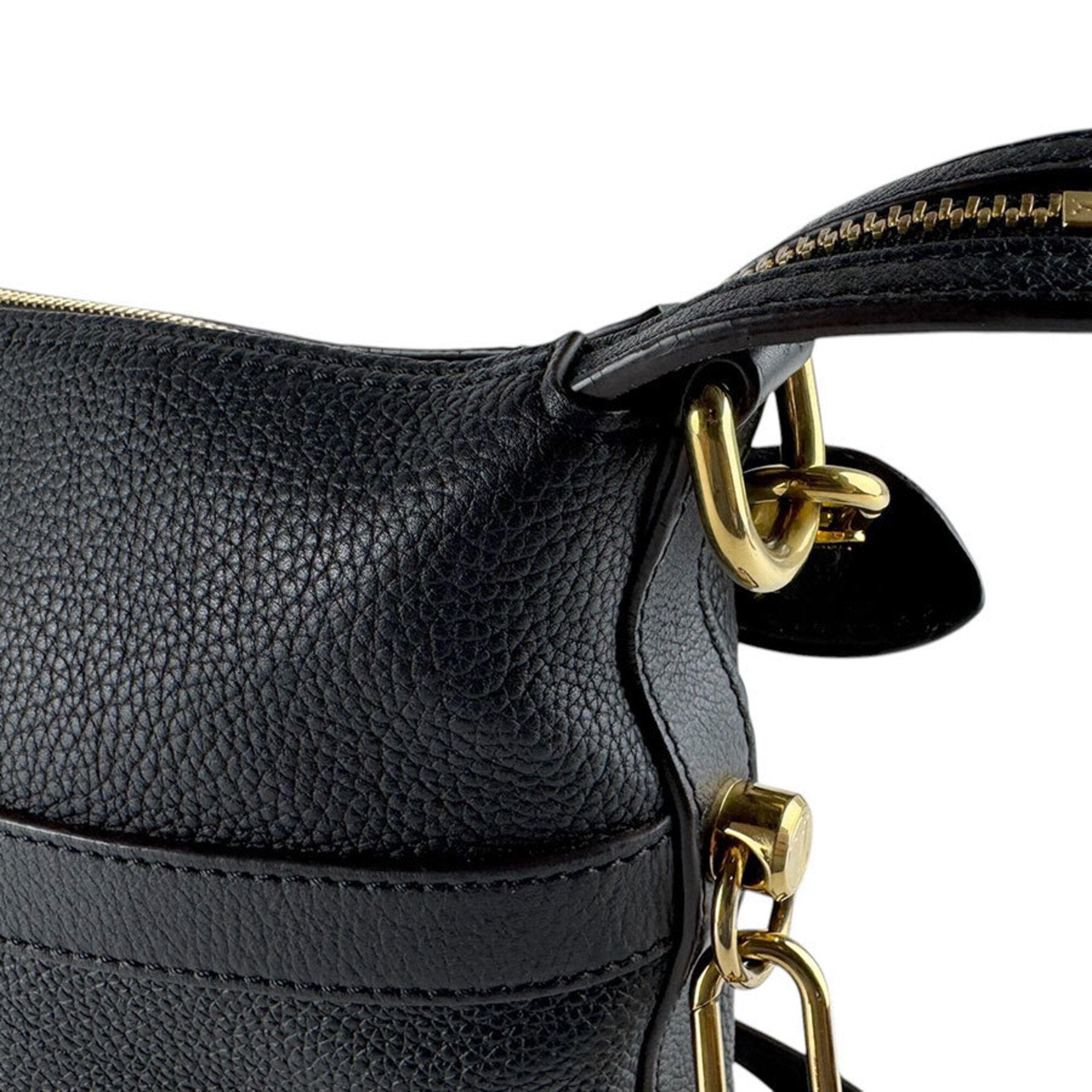 Louis Vuitton Black Leather Handbag Shoulder Bag (Pre-Owned)