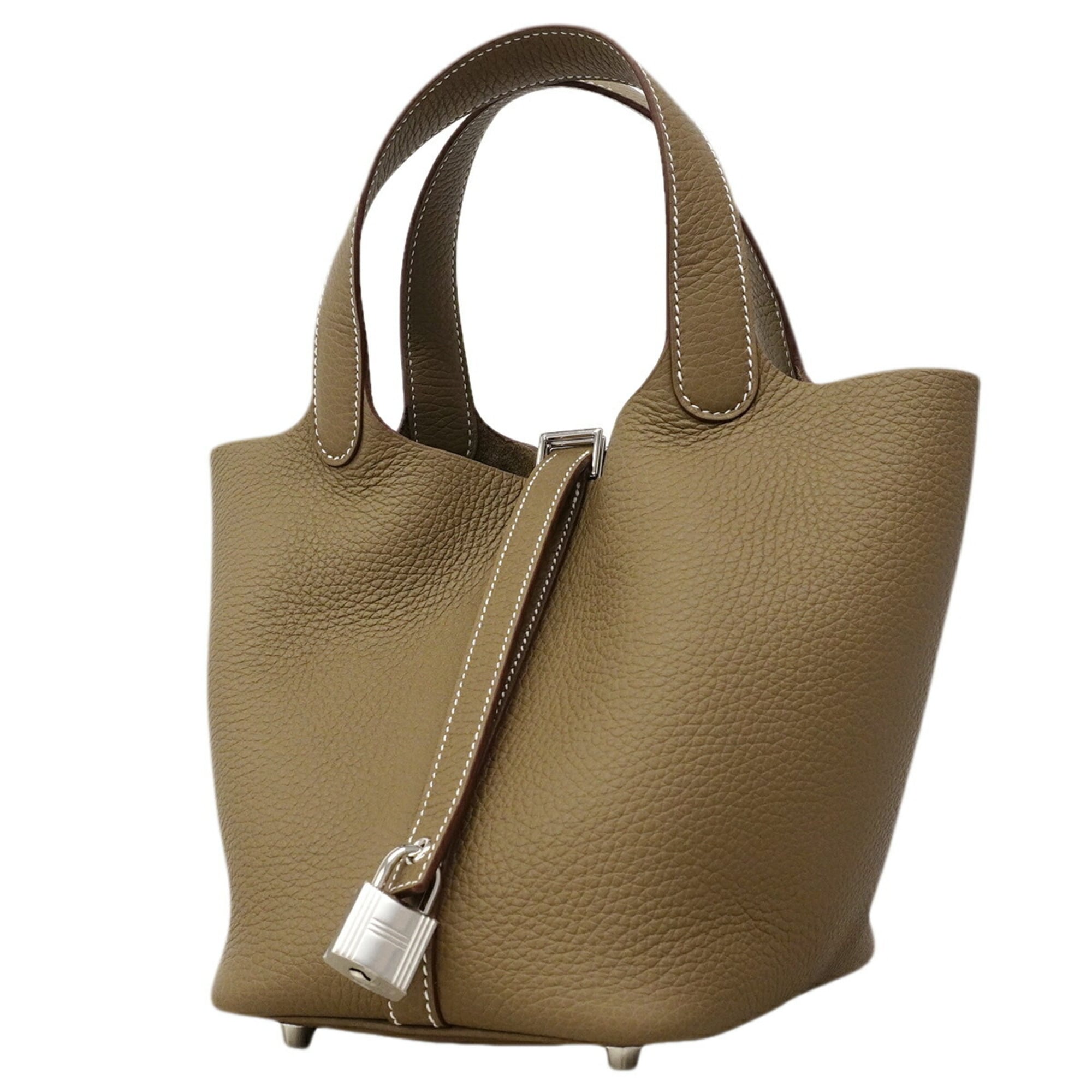 Hermes Etoupe Gray Taurillon Clemence Leather Handbag (Pre-Owned)