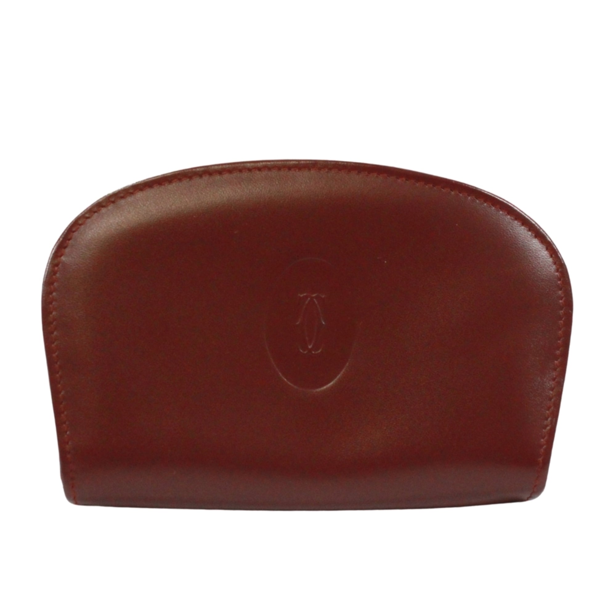 Cartier Bordeaux Leather Coin Purse/Coin Case (Pre-Owned)