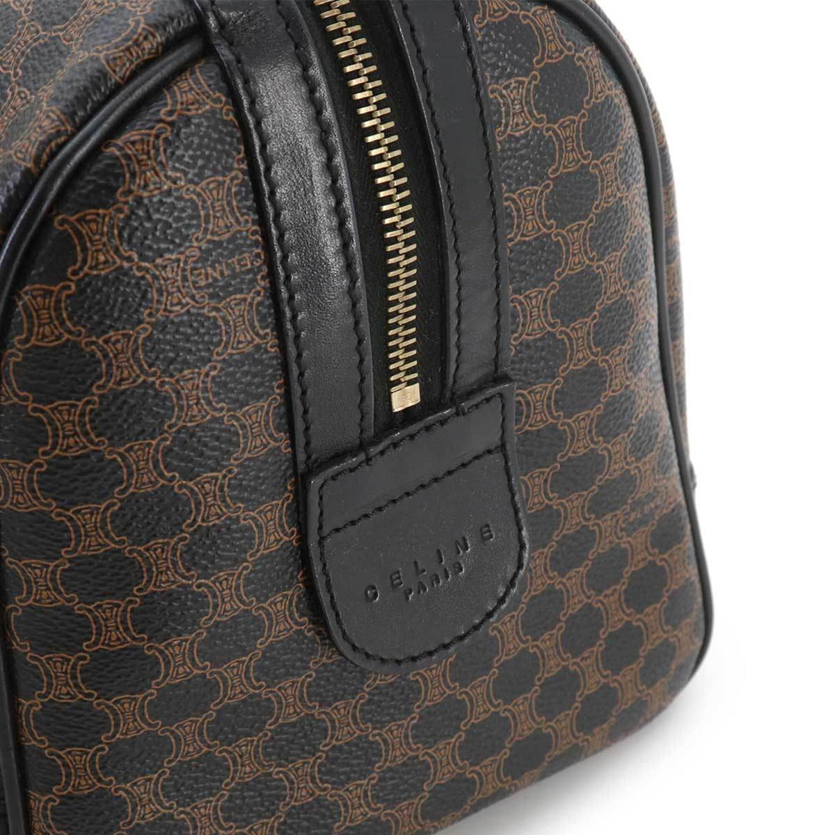 Celine Black Brown Pvc Leather Boston Bag Handbag (Pre-Owned)