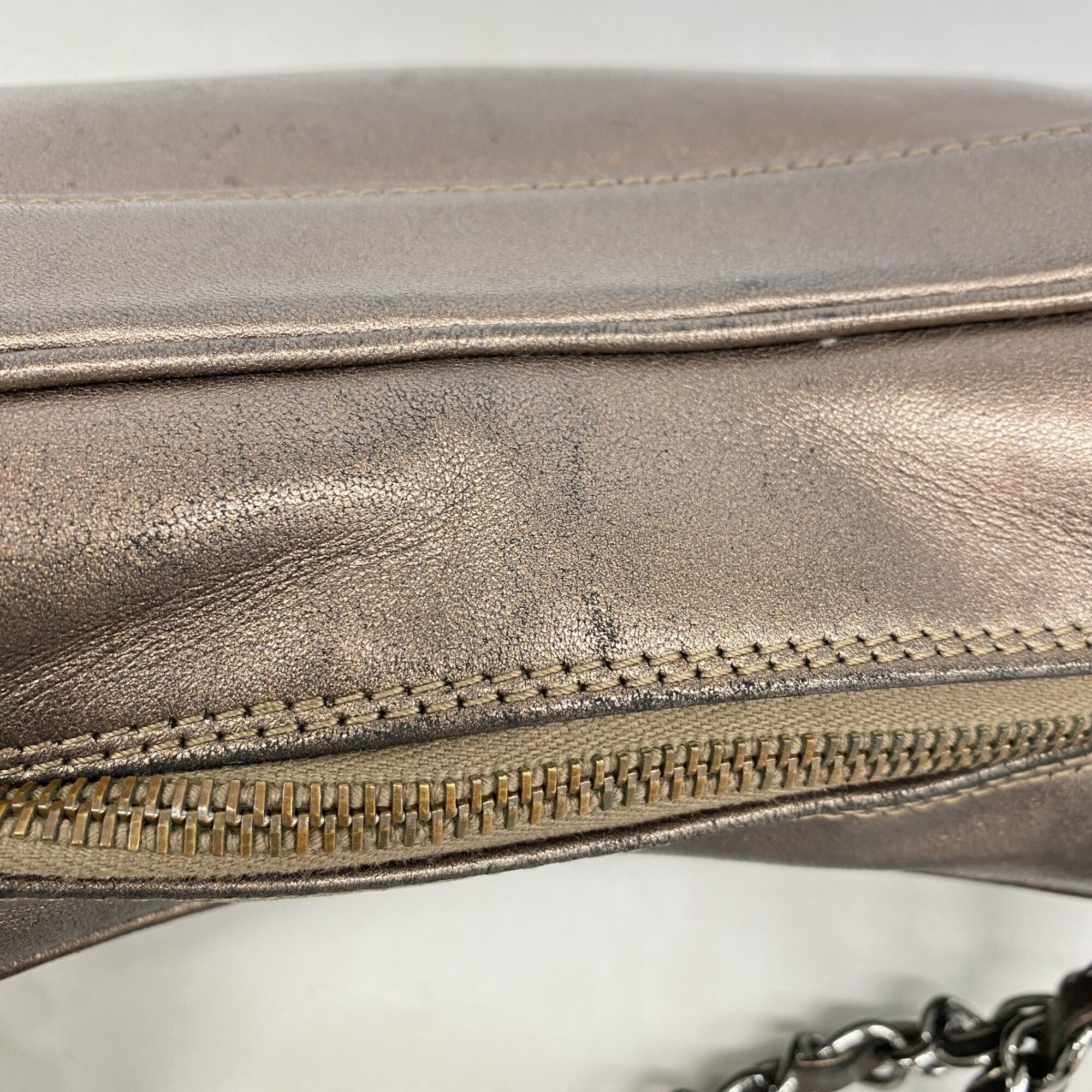 Chanel Bronze Leather Handbag (Pre-Owned)