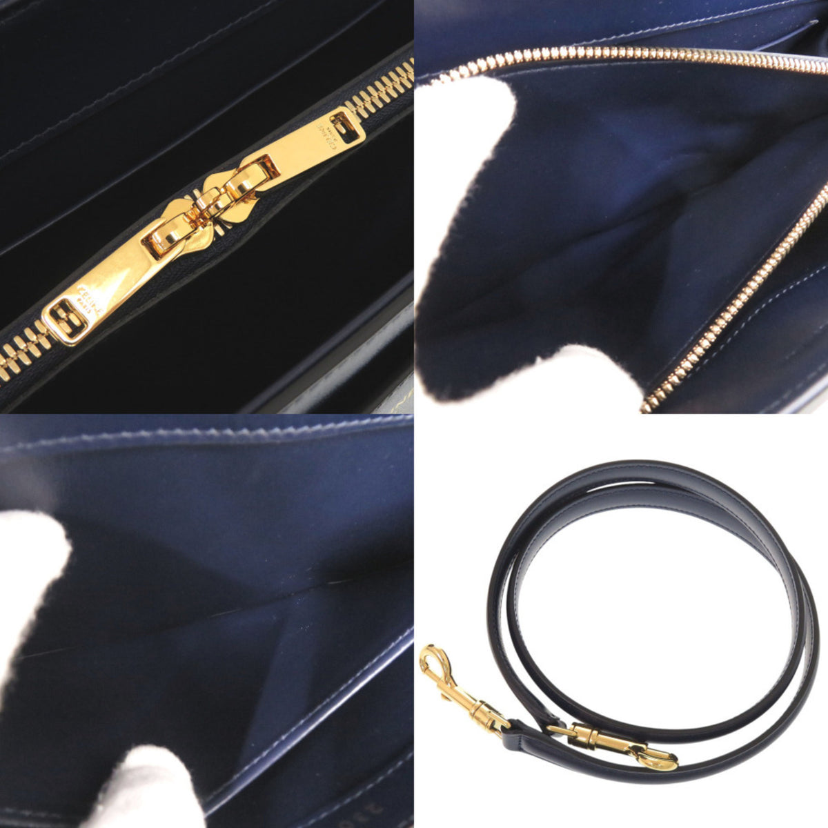 Celine Navy Leather Handbag Shoulder Bag (Pre-Owned)