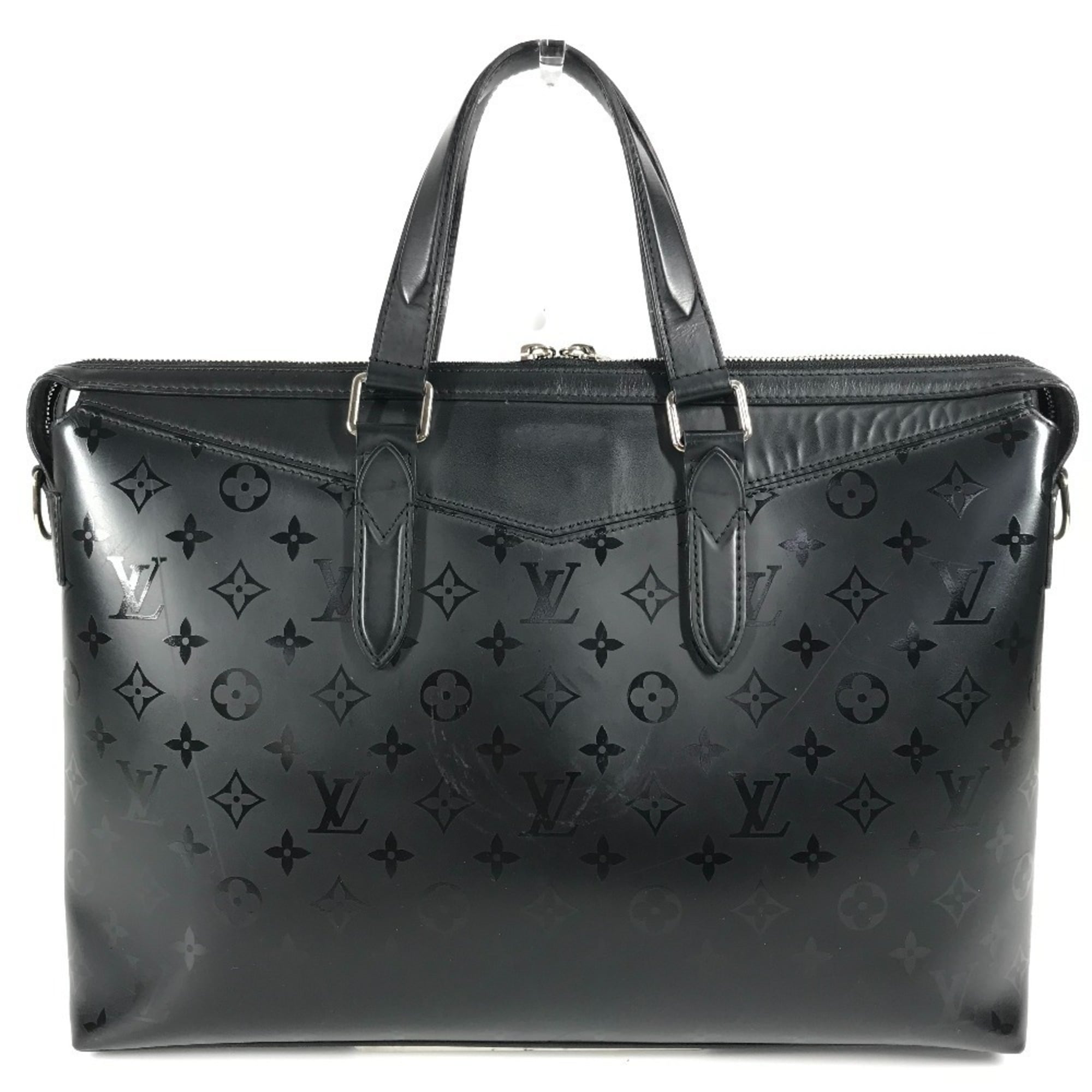 Louis Vuitton Black Noir Leather Briefcase Handbag Tote Bag (Pre-Owned)