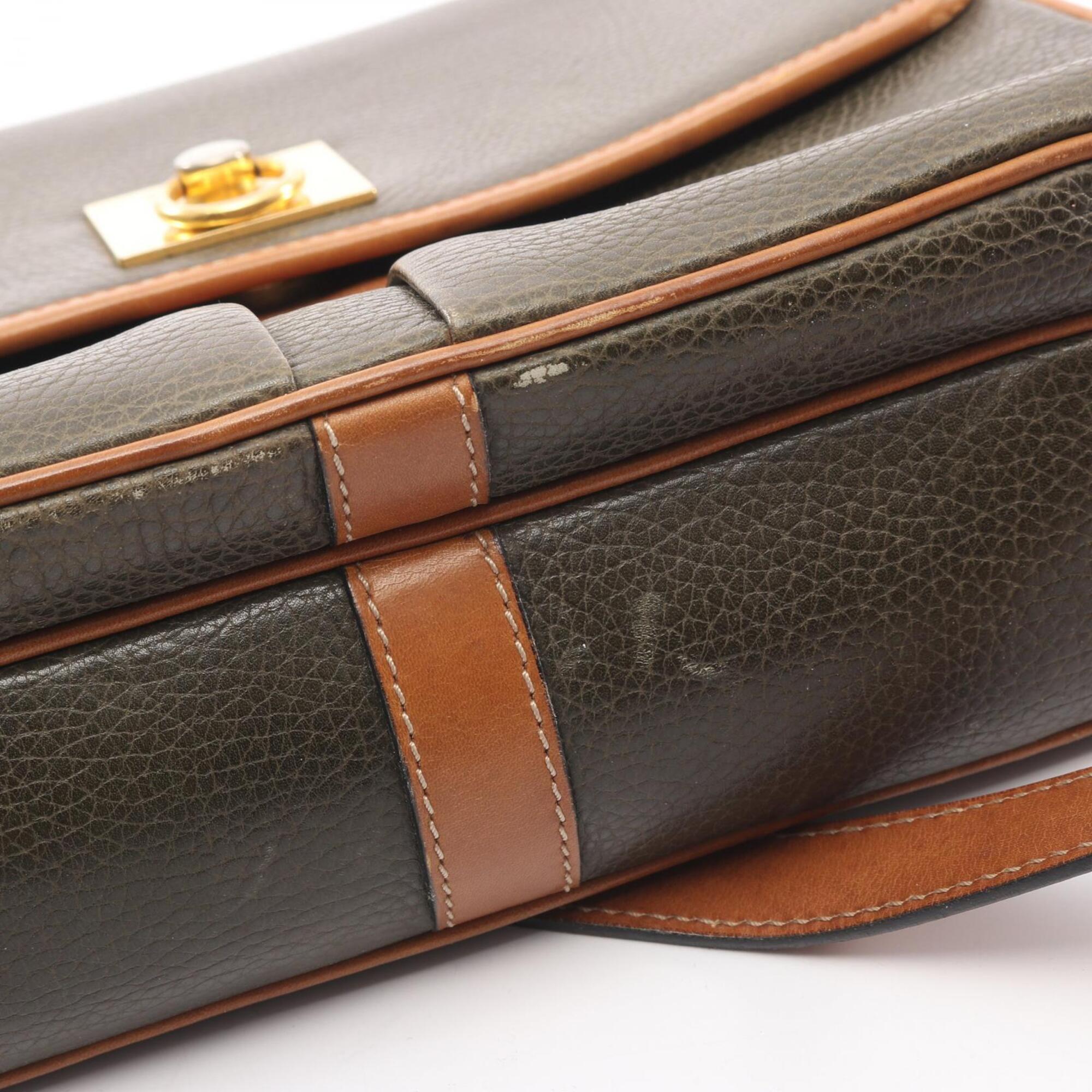 Celine Brown Khaki Leather Handbag Shoulder Bag (Pre-Owned)