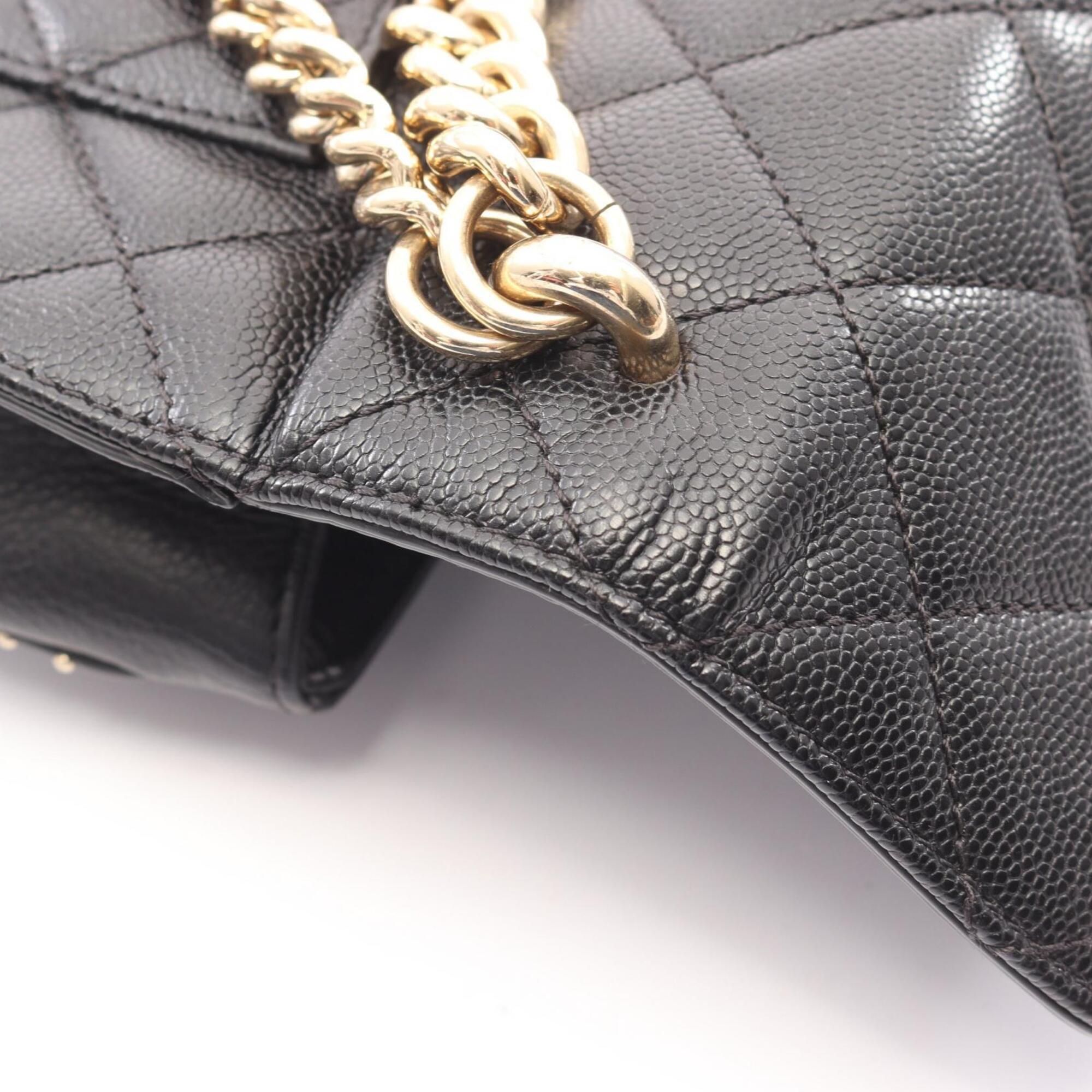 Chanel Black Grained Calfskin Handbag Shoulder Bag (Pre-Owned)