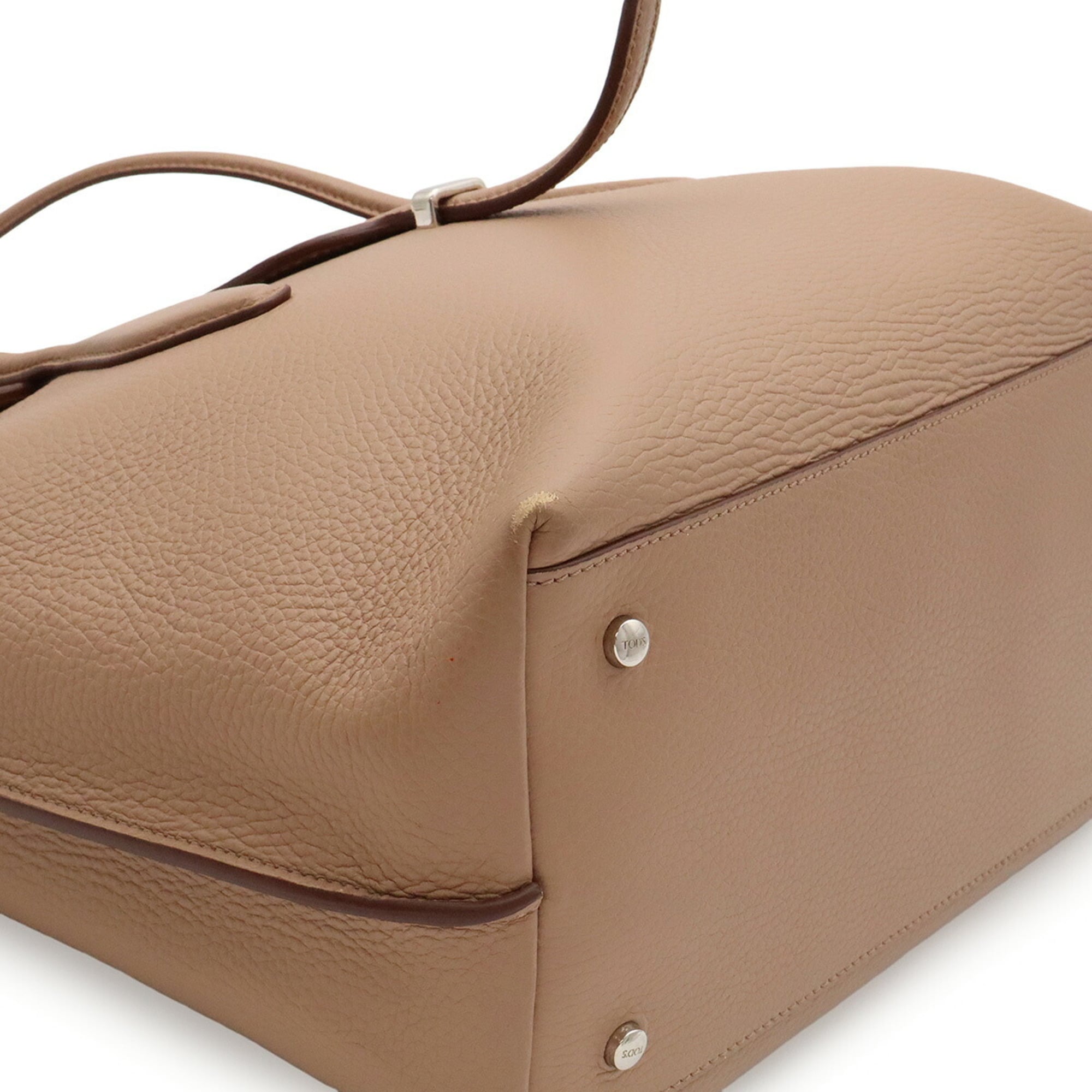 Tod's Pink Beige Leather Shoulder Bag Tote Bag (Pre-Owned)