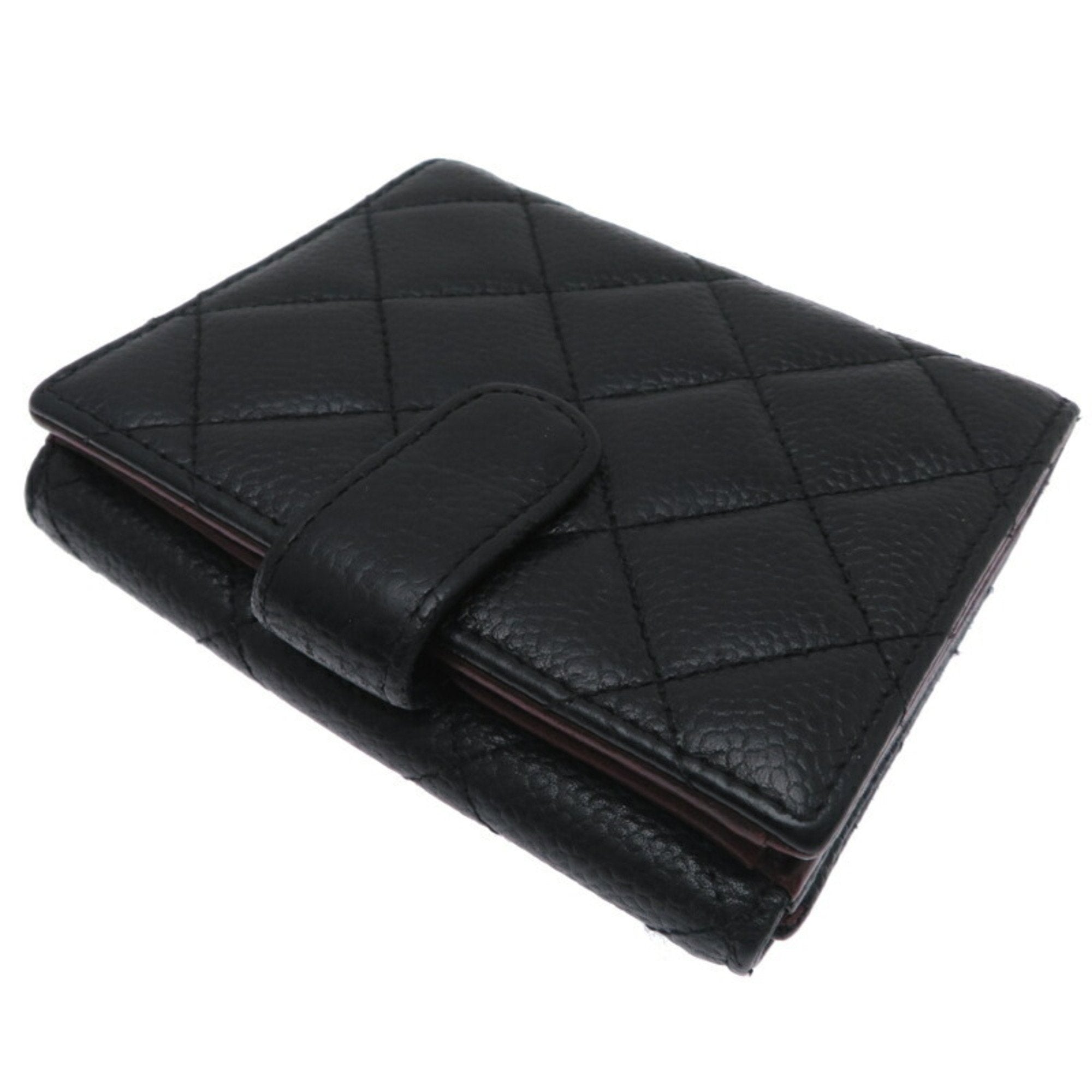 Chanel Black Grained Calfskin Wallet (Bi-Fold) (Pre-Owned)