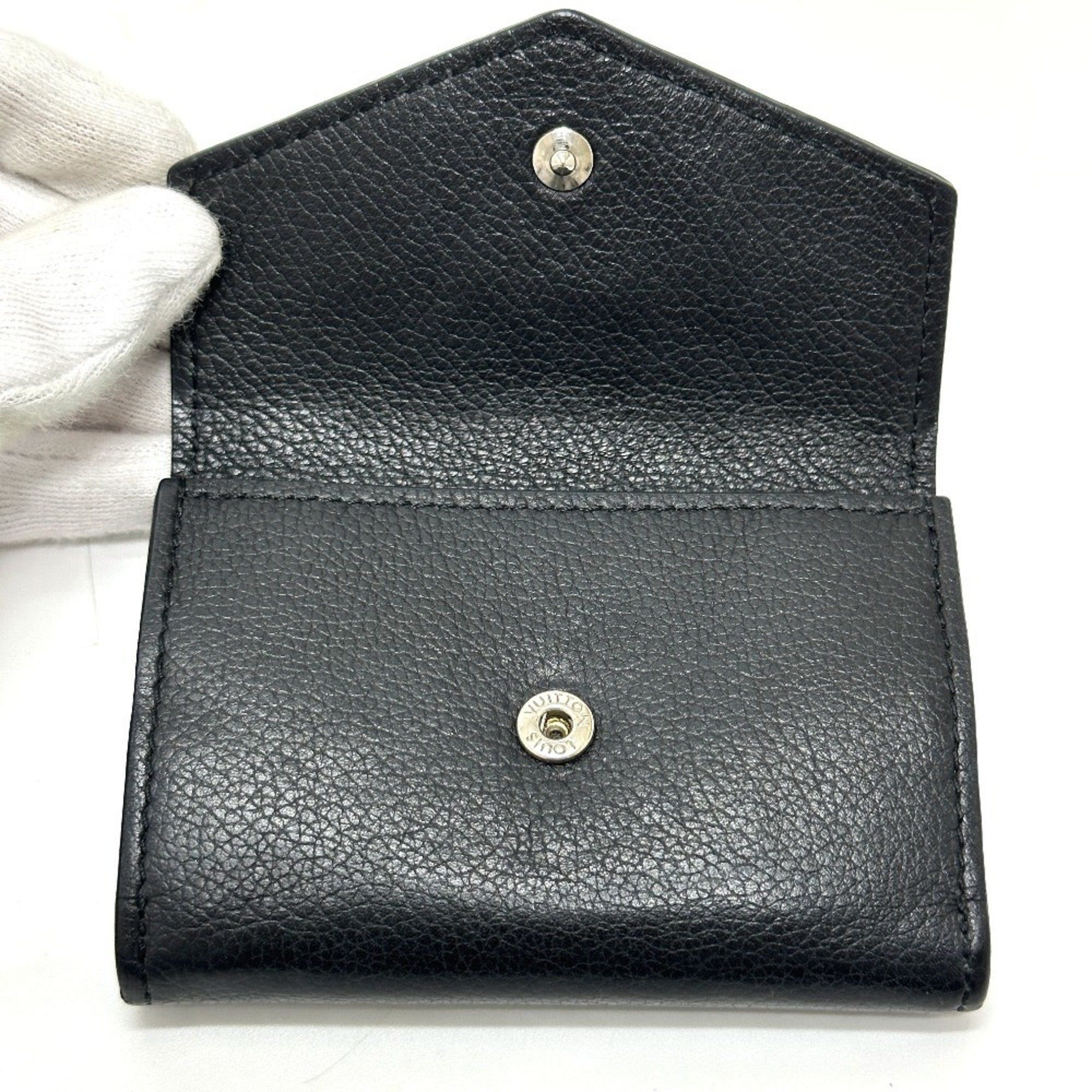Louis Vuitton Black Leather Wallet (Tri-Fold) (Pre-Owned)