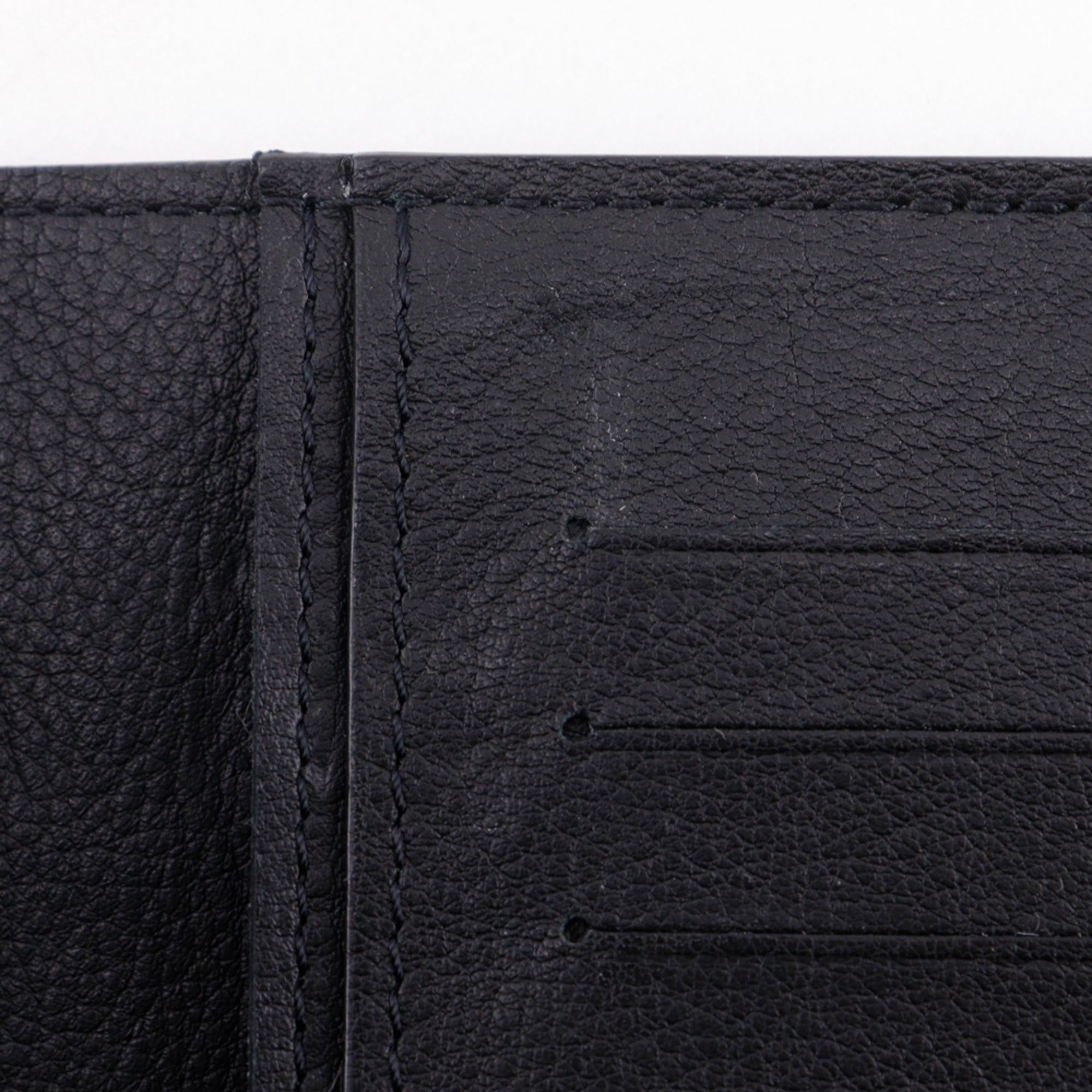 Louis Vuitton Black Leather Long Wallet (Bi-Fold) (Pre-Owned)