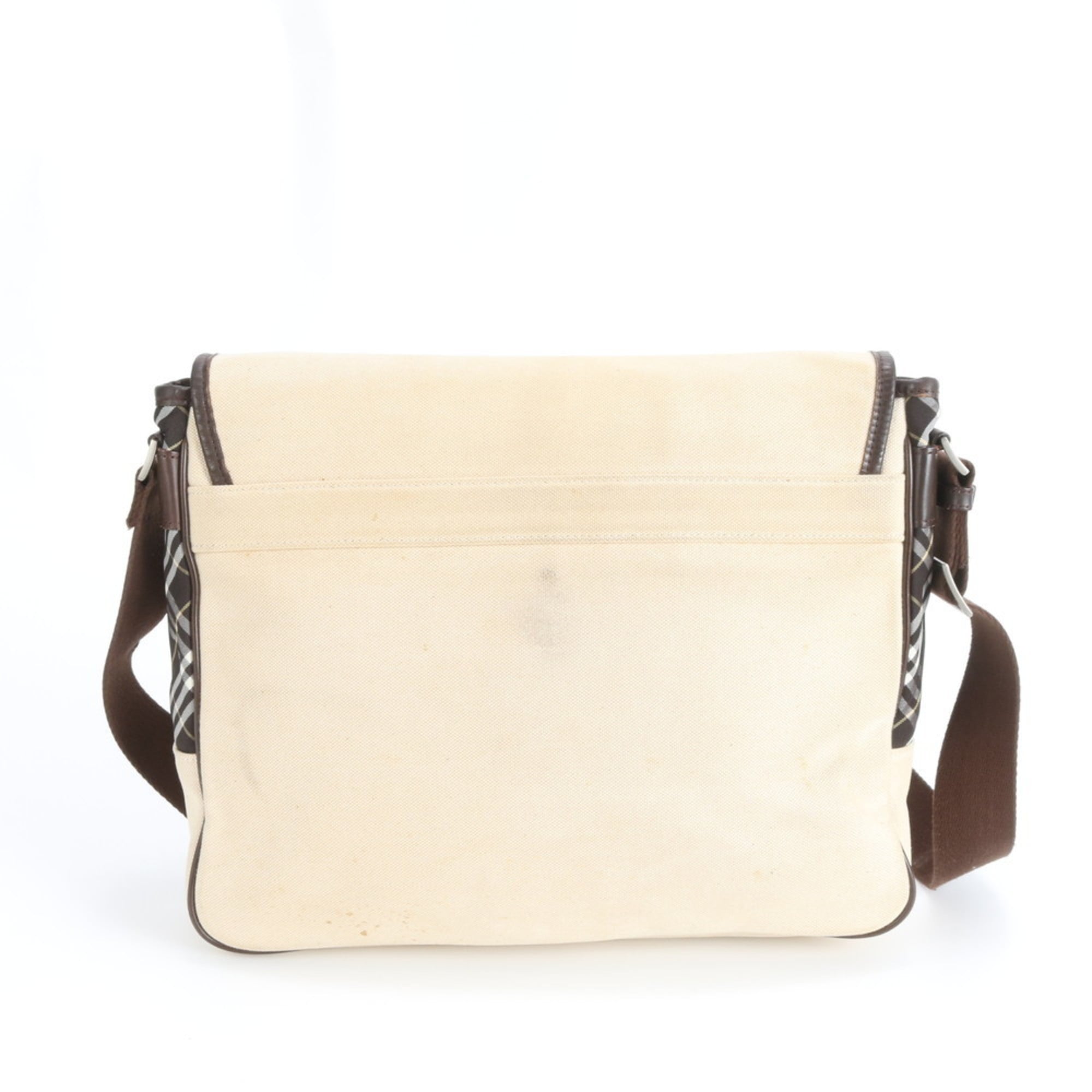 Burberry Beige Brown Leather Canvas Shoulder Bag (Pre-Owned)