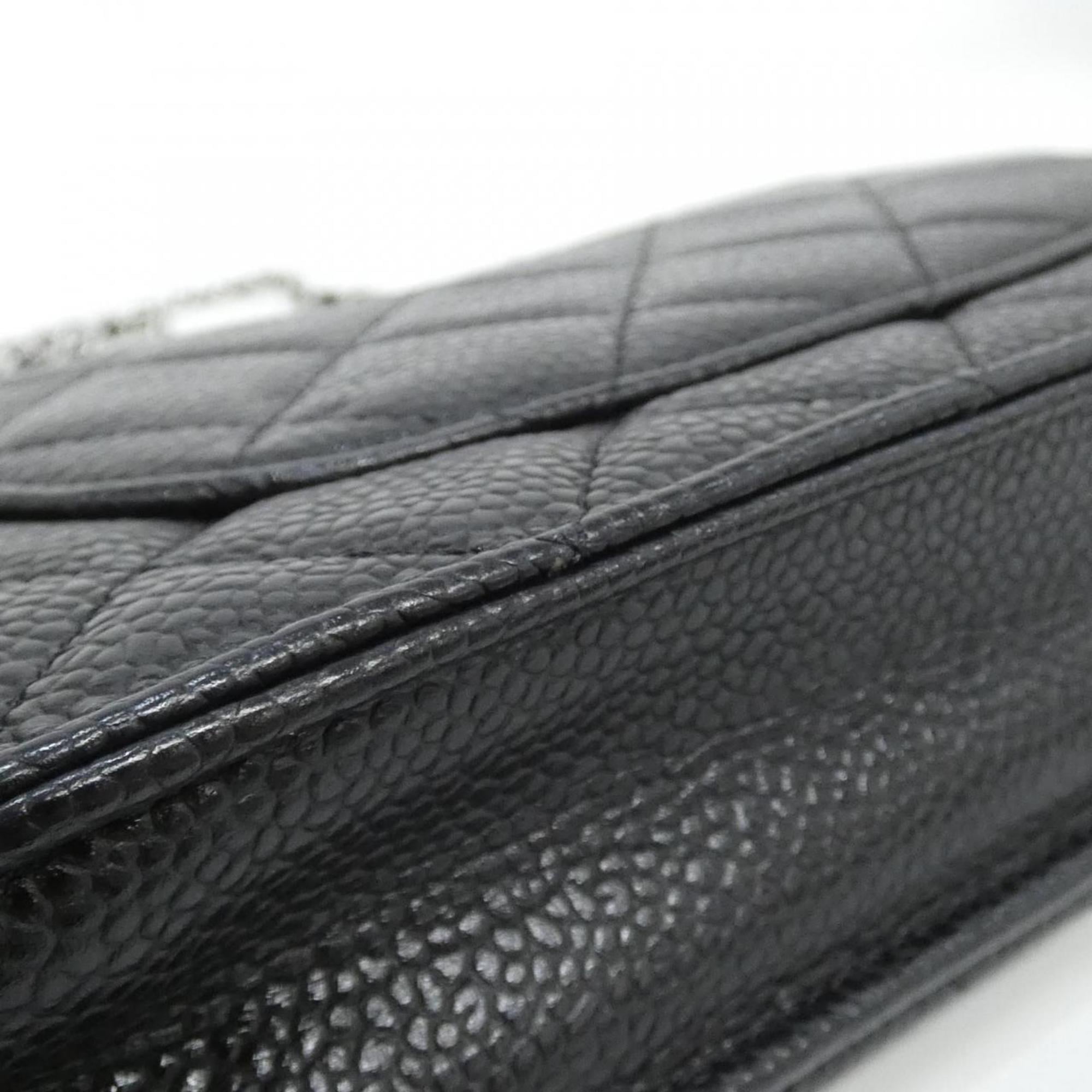 Chanel Black Bordeaux Grained Calfskin Chain/Shoulder Wallet (Pre-Owned)