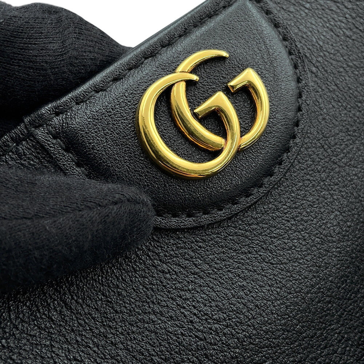 Gucci Black Gray Leather Handbag (Pre-Owned)