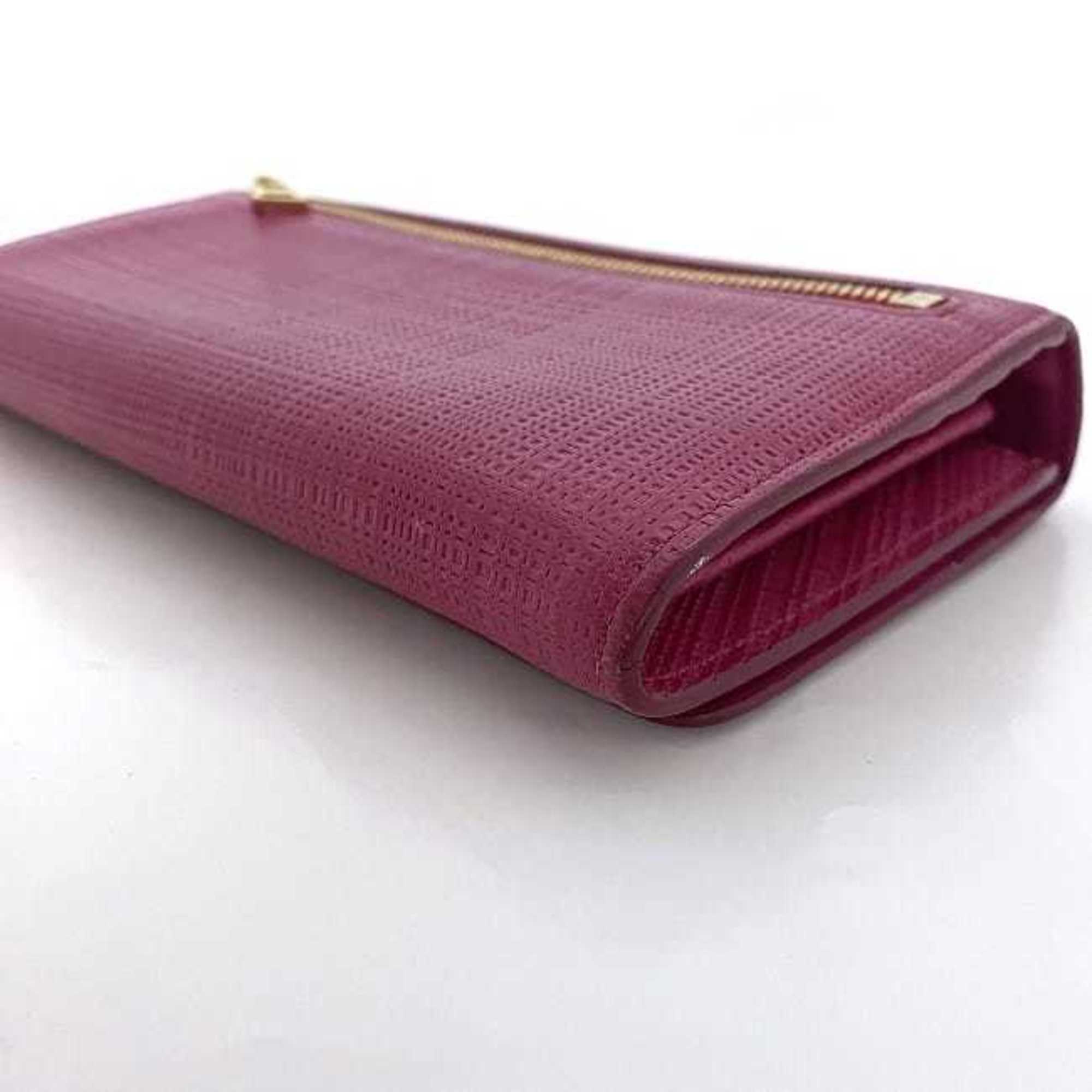 Loewe Linen Gold Pink Leather Long Wallet (Bi-Fold) (Pre-Owned)