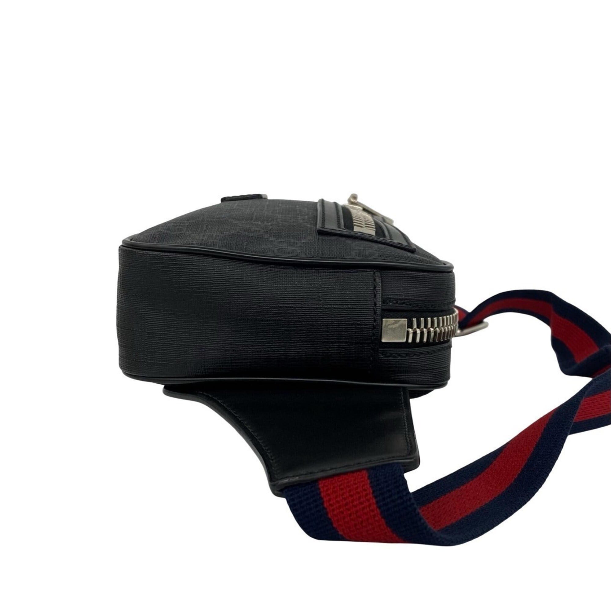 Gucci Black Navy Red Color Leather Pvc Pouch Shoulder Bag Sling Bag (Pre-Owned)