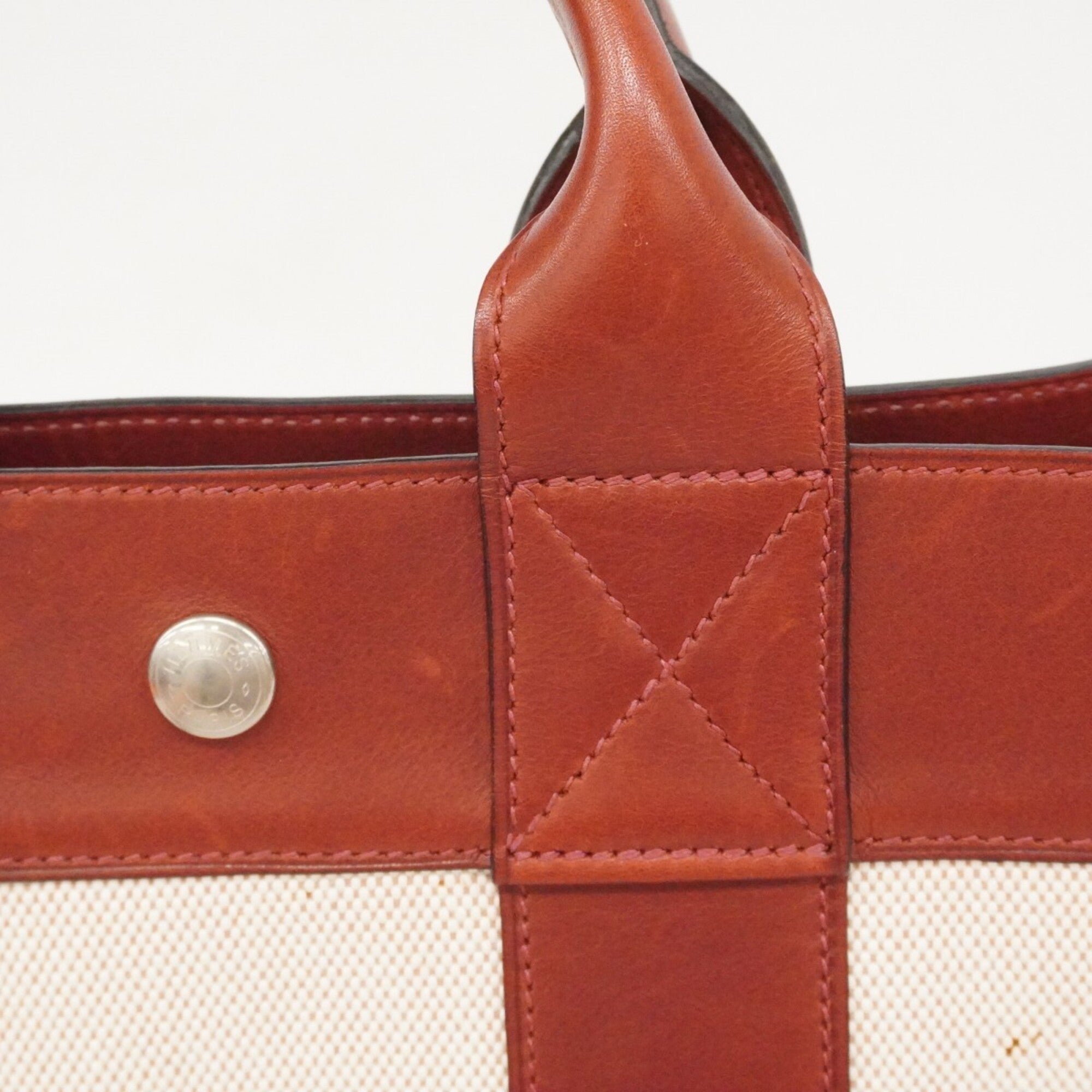 Hermes Bordeaux Toile H Leather Handbag (Pre-Owned)