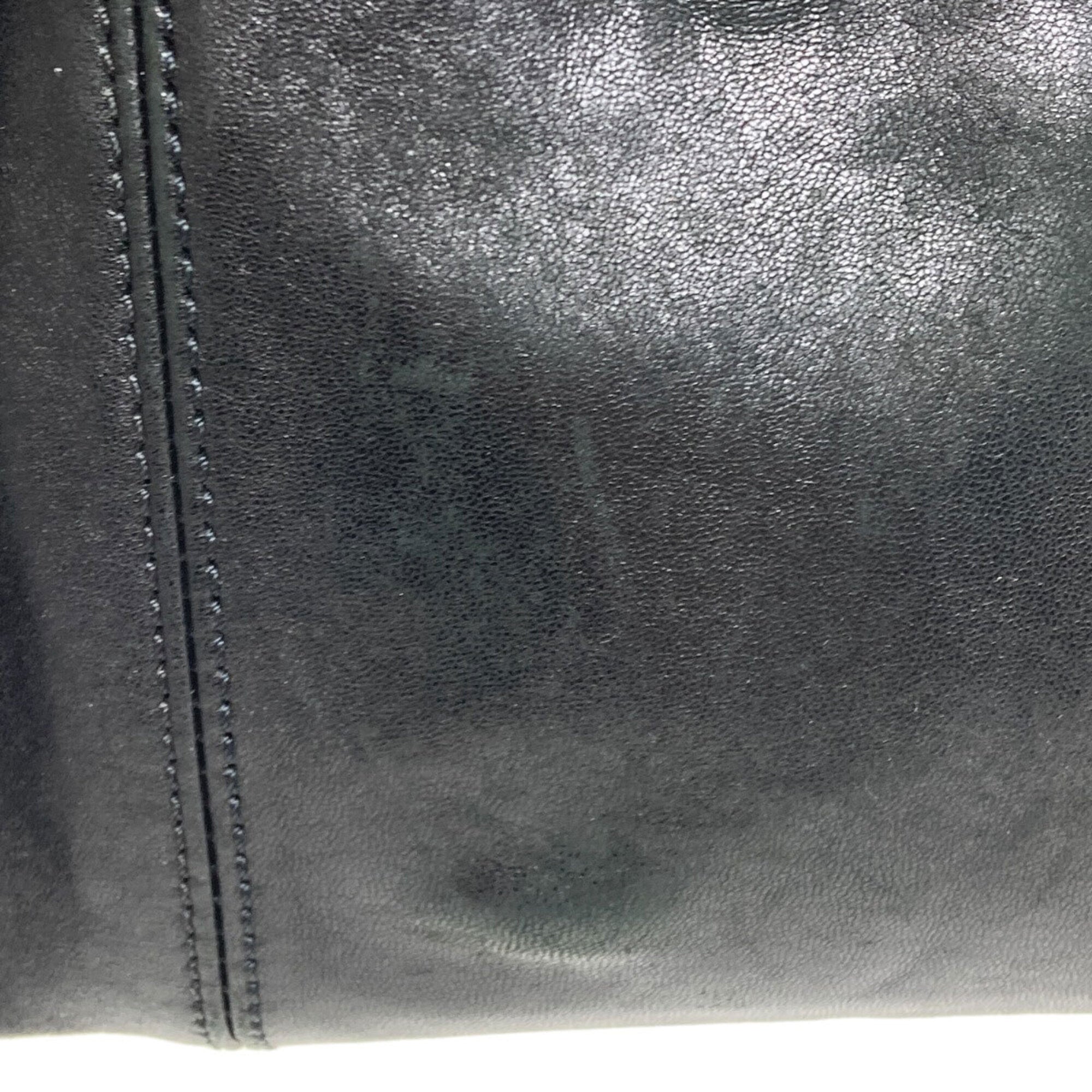 Longchamp Le Pliage Black Leather Shoulder Bag (Pre-Owned)