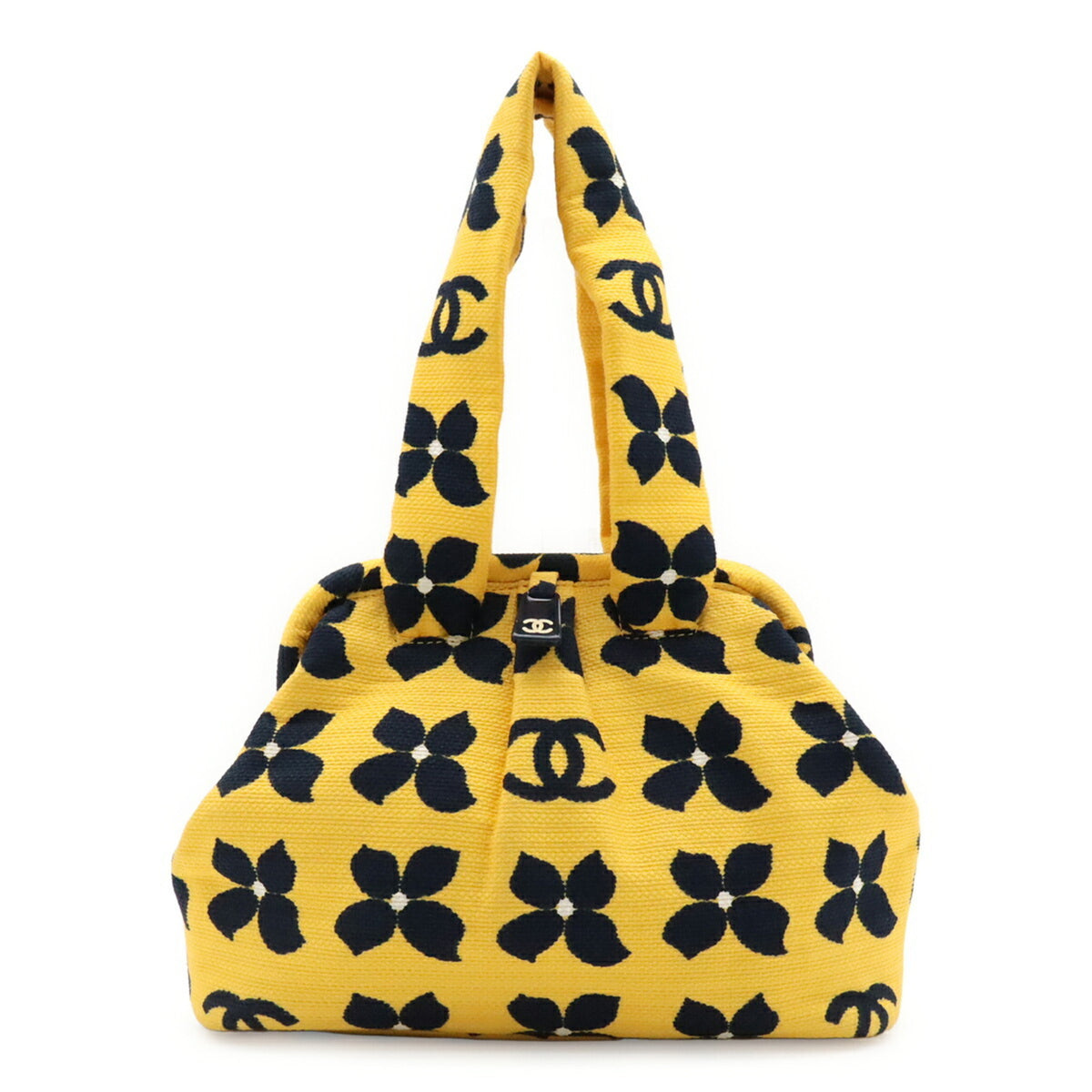 Chanel Black Yellow Canvas Handbag (Pre-Owned)