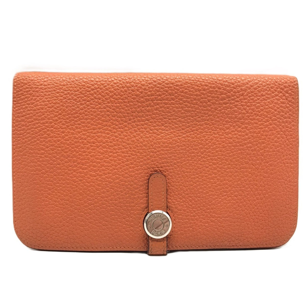 Hermes Orange Taurillon Clemence Leather Pouch (Pre-Owned)