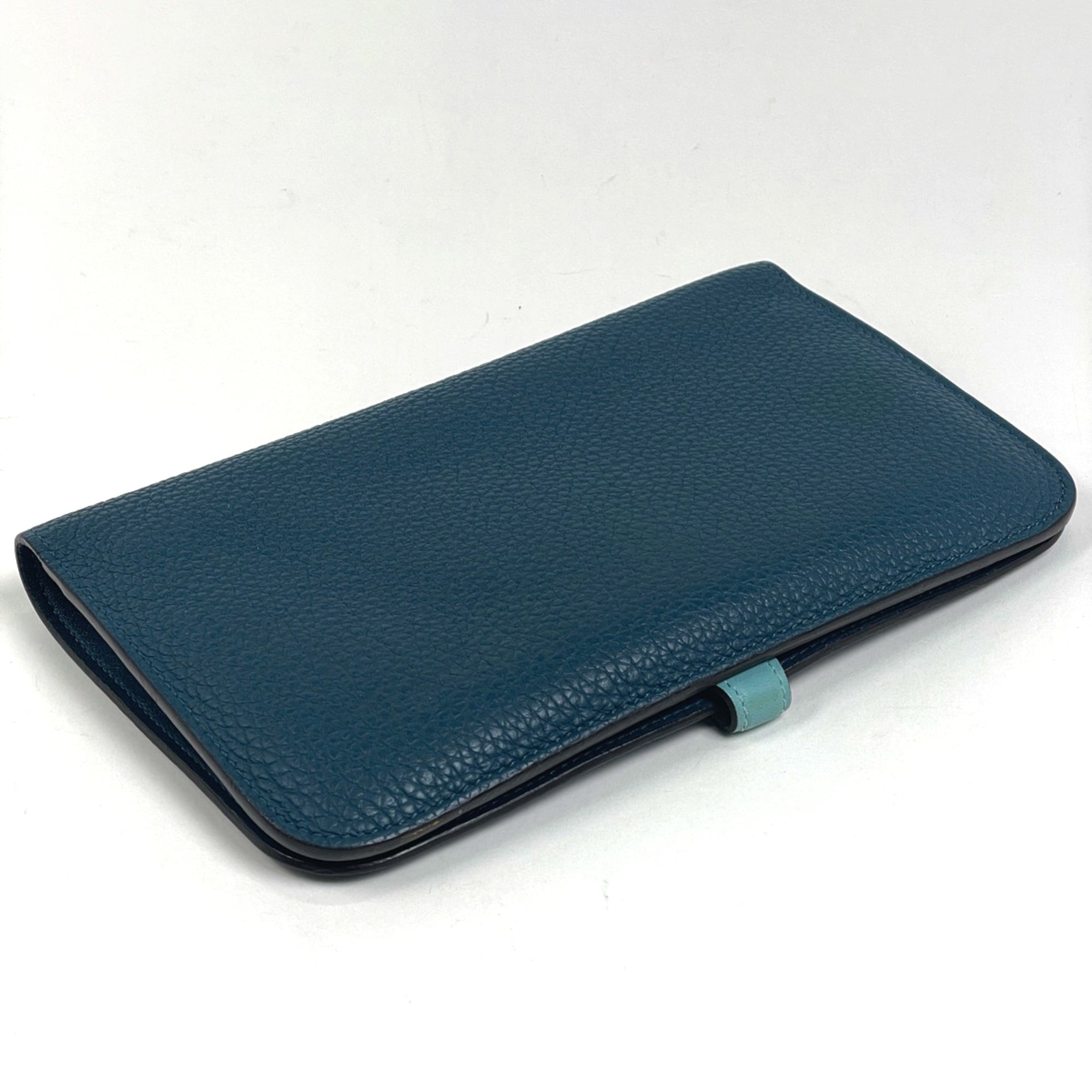 Hermes Blue Jean Togo Leather Swift Leather Wallet (Bi-Fold) (Pre-Owned)