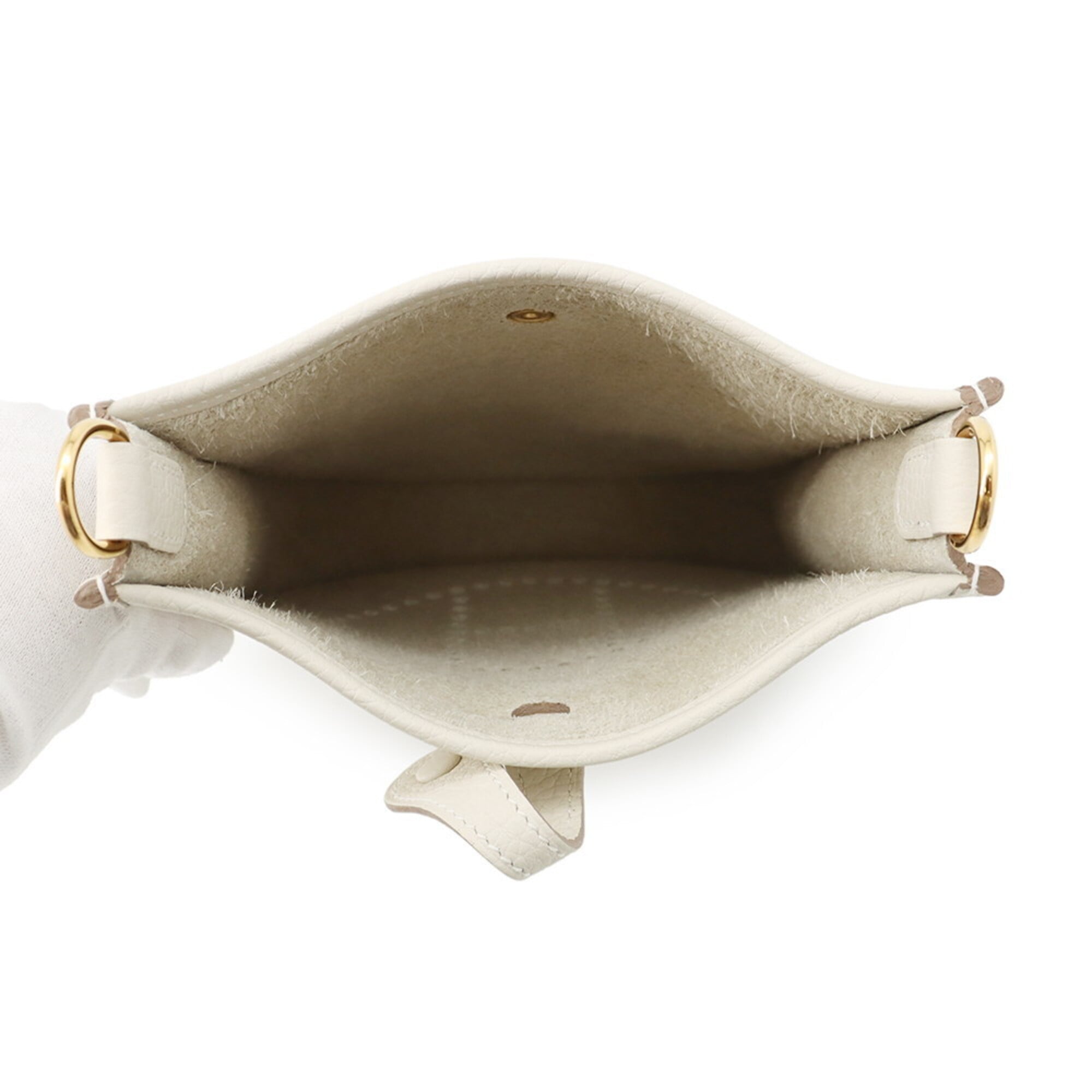 Hermes Ivory Taurillon Clemence Leather Shoulder Bag