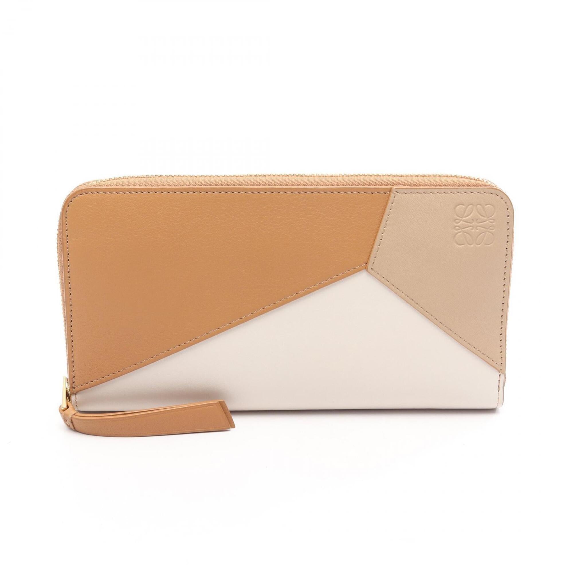 Loewe Beige Brown Ivory Leather Long Wallet (Bi-Fold) (Pre-Owned)