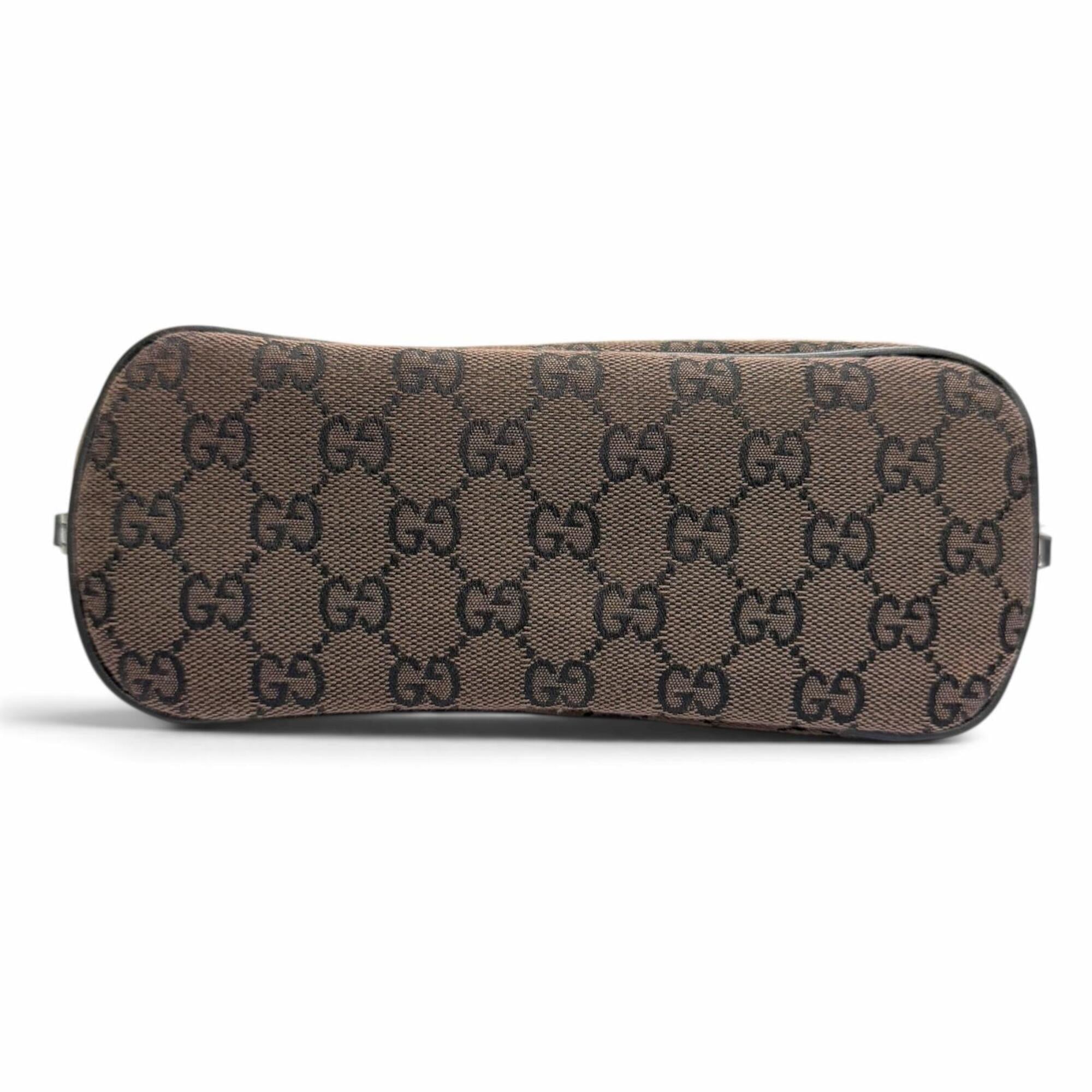 Gucci Dark Brown Gg Canvas Leather Pouch (Pre-Owned)
