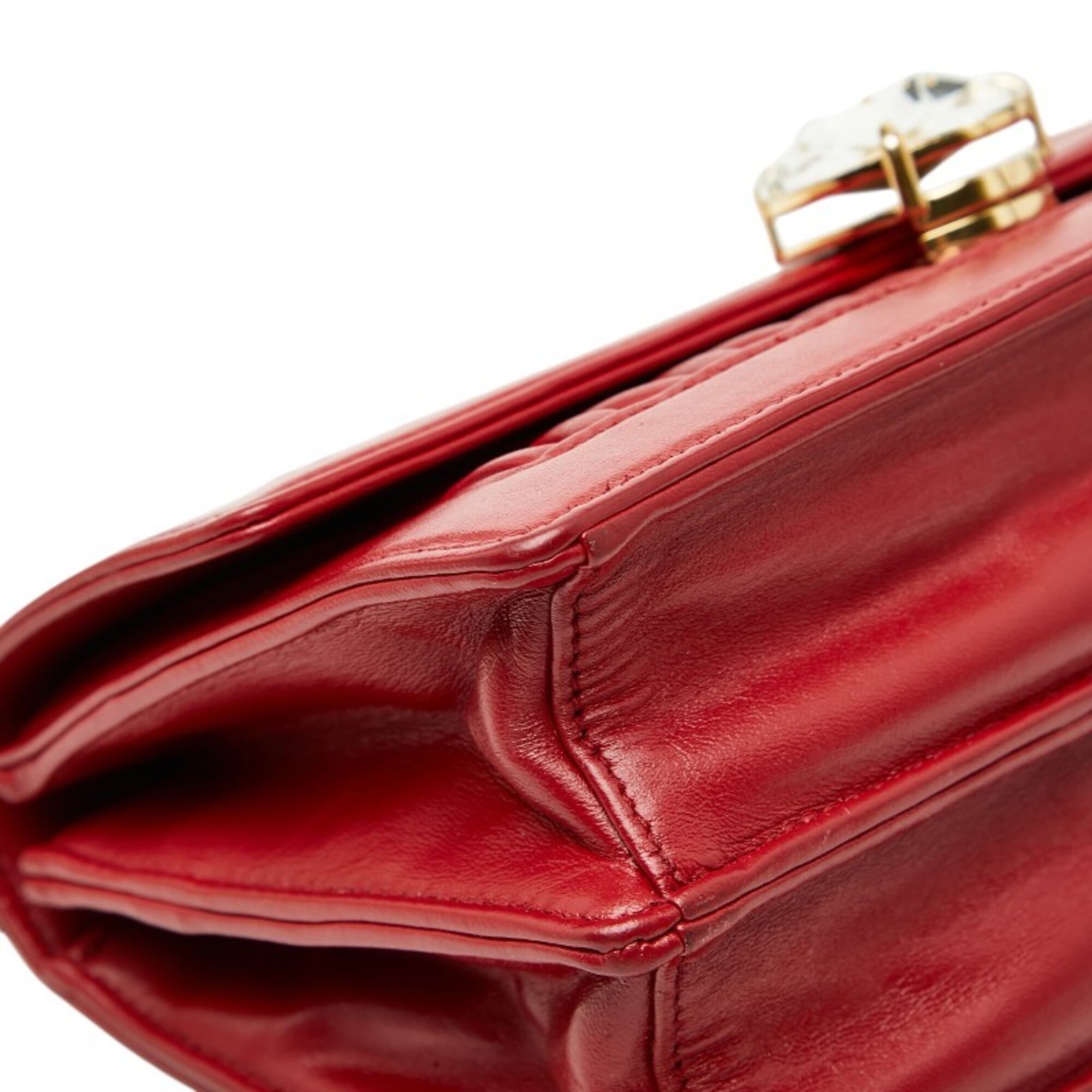 Miu Miu Matelasse Red Color Leather Shoulder Bag (Pre-Owned)