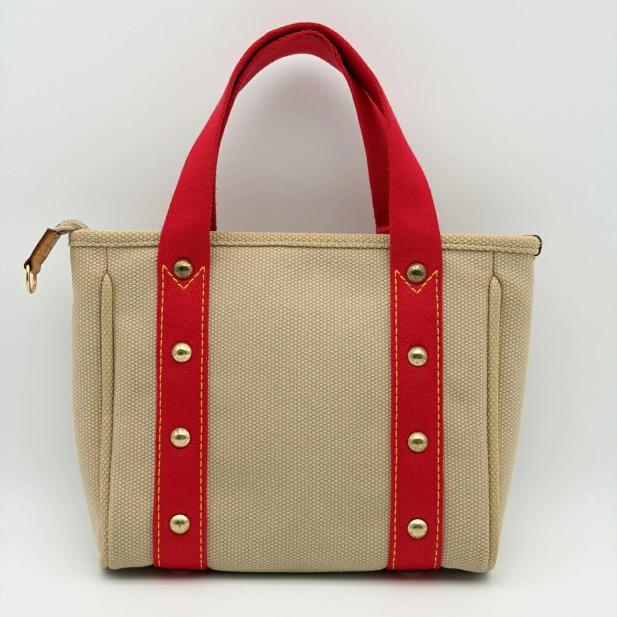 Louis Vuitton Antigua Beige Red Color Canvas Tote Bag (Pre-Owned)