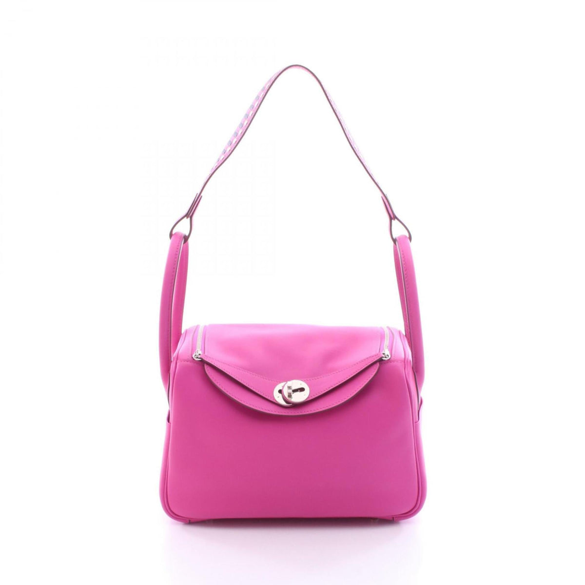 Hermes Bleu Saphir Ivory Navy Pink Leather Handbag Shoulder Bag (Pre-Owned)