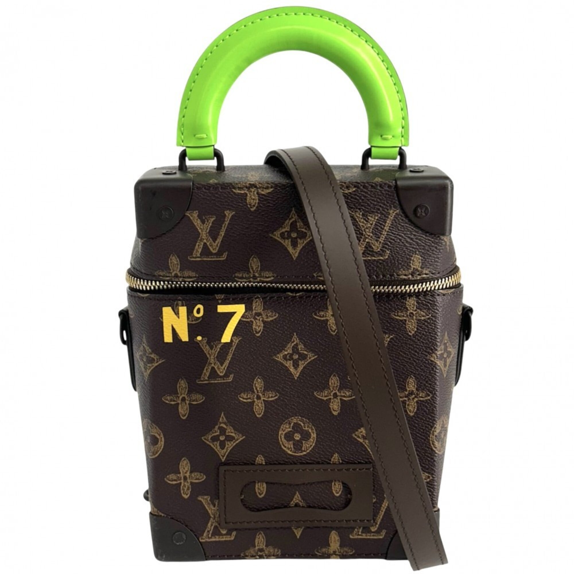 Louis Vuitton Brown Green Monogram Canvas Handbag Shoulder Bag (Pre-Owned)