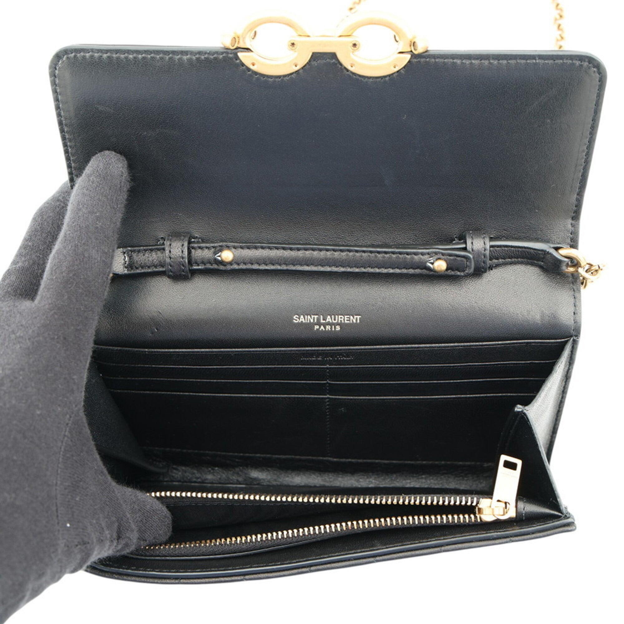 Yves Saint Laurent Black Chain/Shoulder Wallet (Pre-Owned)
